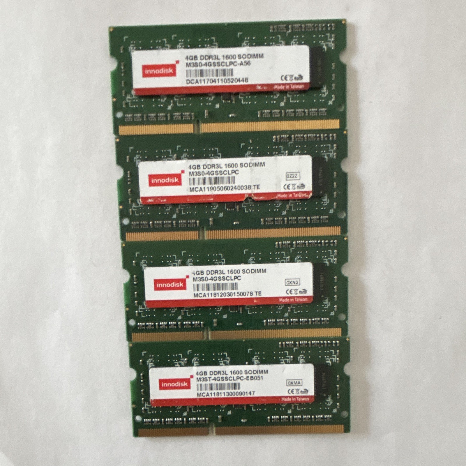 Lot of 4 Innodisk 4GB DDR3L-1600 204-Pin SO-DIMM Laptop RAM 16GB【14】