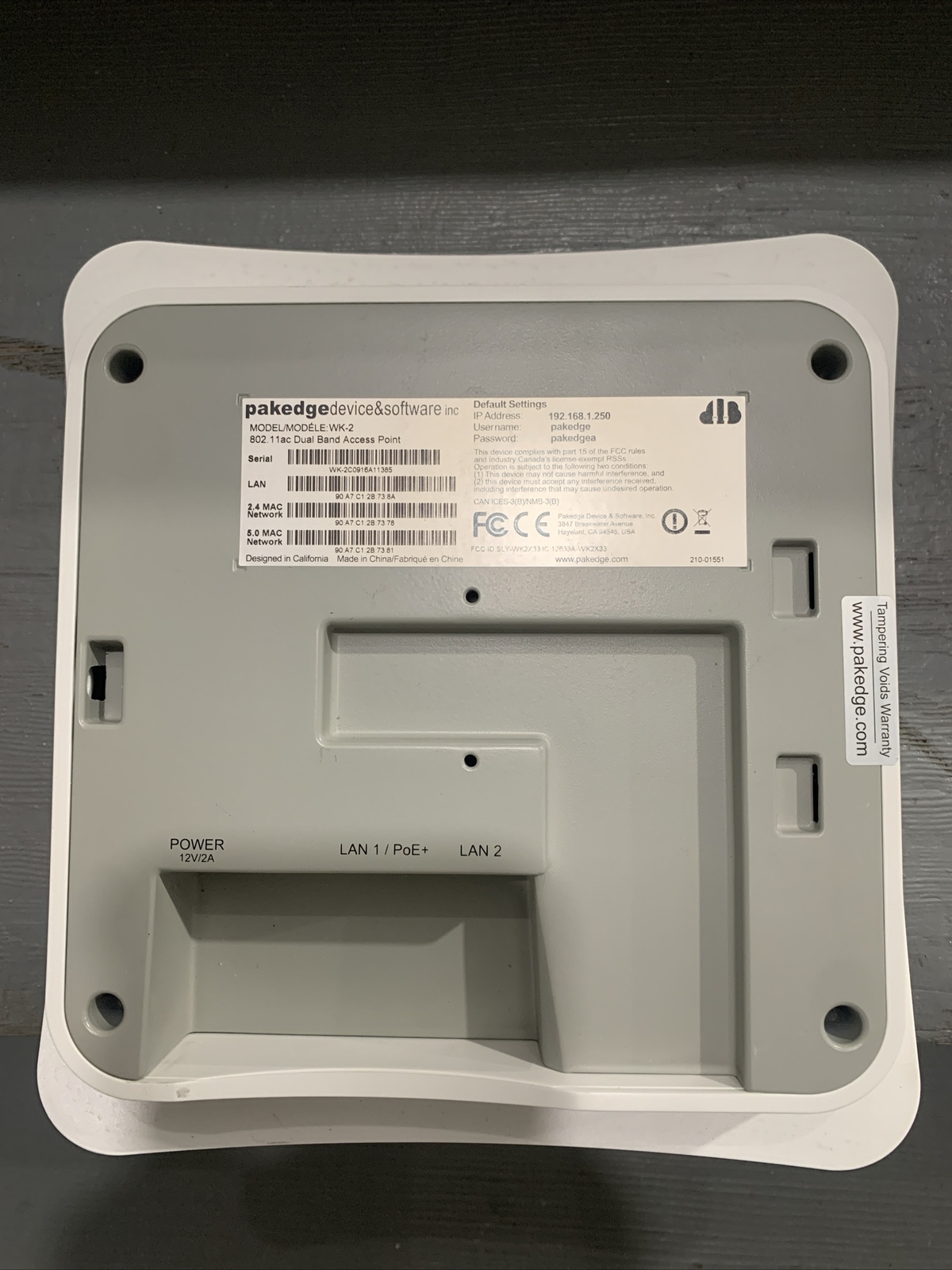 Pakedge WK-2 Wireless Access Point 1750Mps 3X3 802.11ac d308 