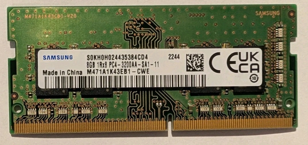 Samsung 8GB DDR4 3200 MHz PC4-3200AA SODIMM Laptop Memory RAM M471A1K43EB1-CWE