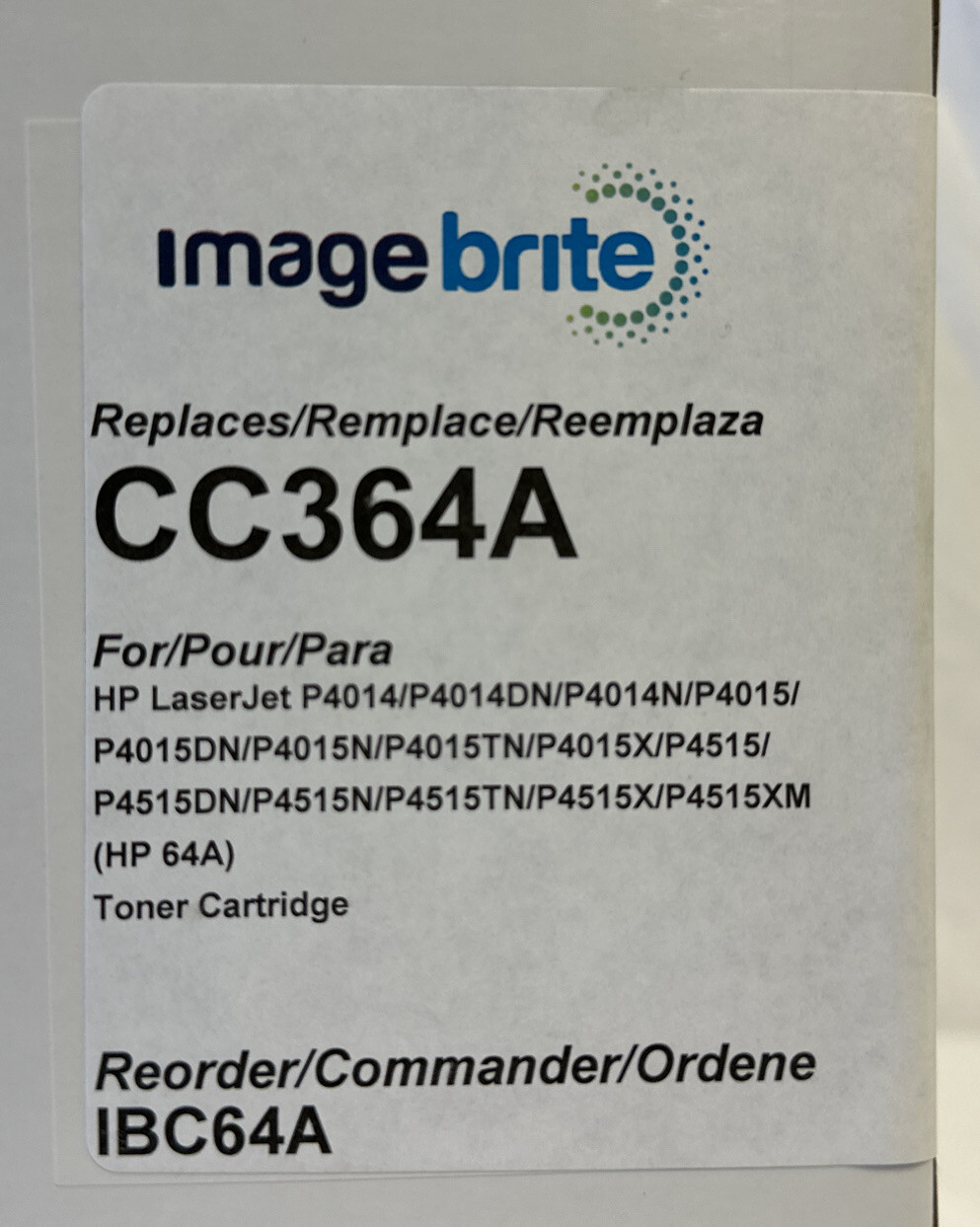 Image Brite 64A Toner Cartridge, Black. Yields up to 9,000 pgs