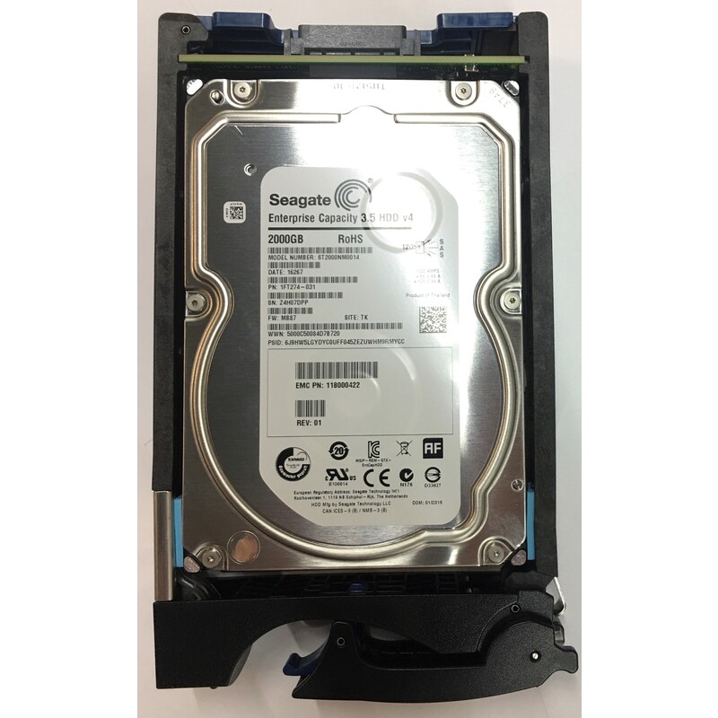 118000422 - EMC 2TB 7200 RPM SAS 3.5" HDD for Unity 300, 400, 500, 600 series...