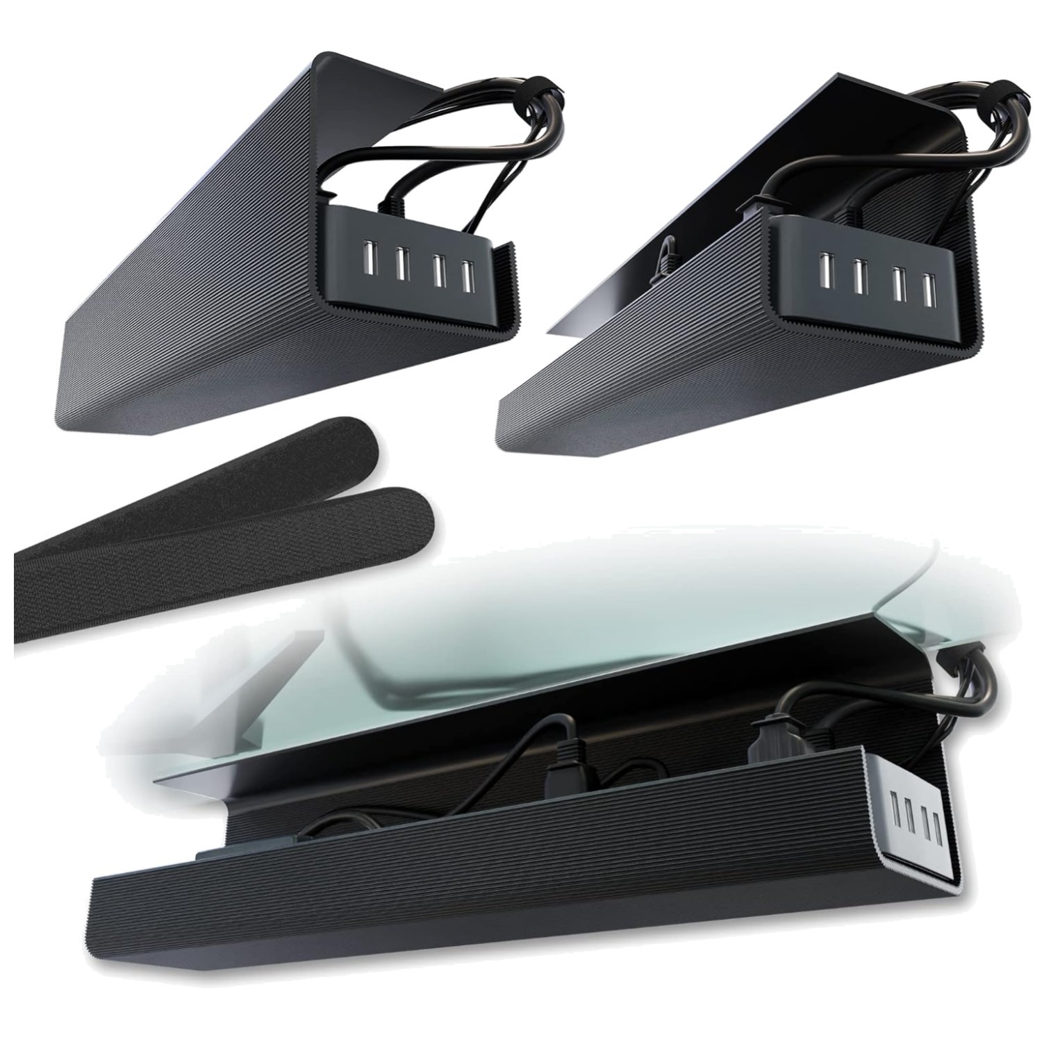 Desk Cable Management Solution, Easy Install, 2-Pack