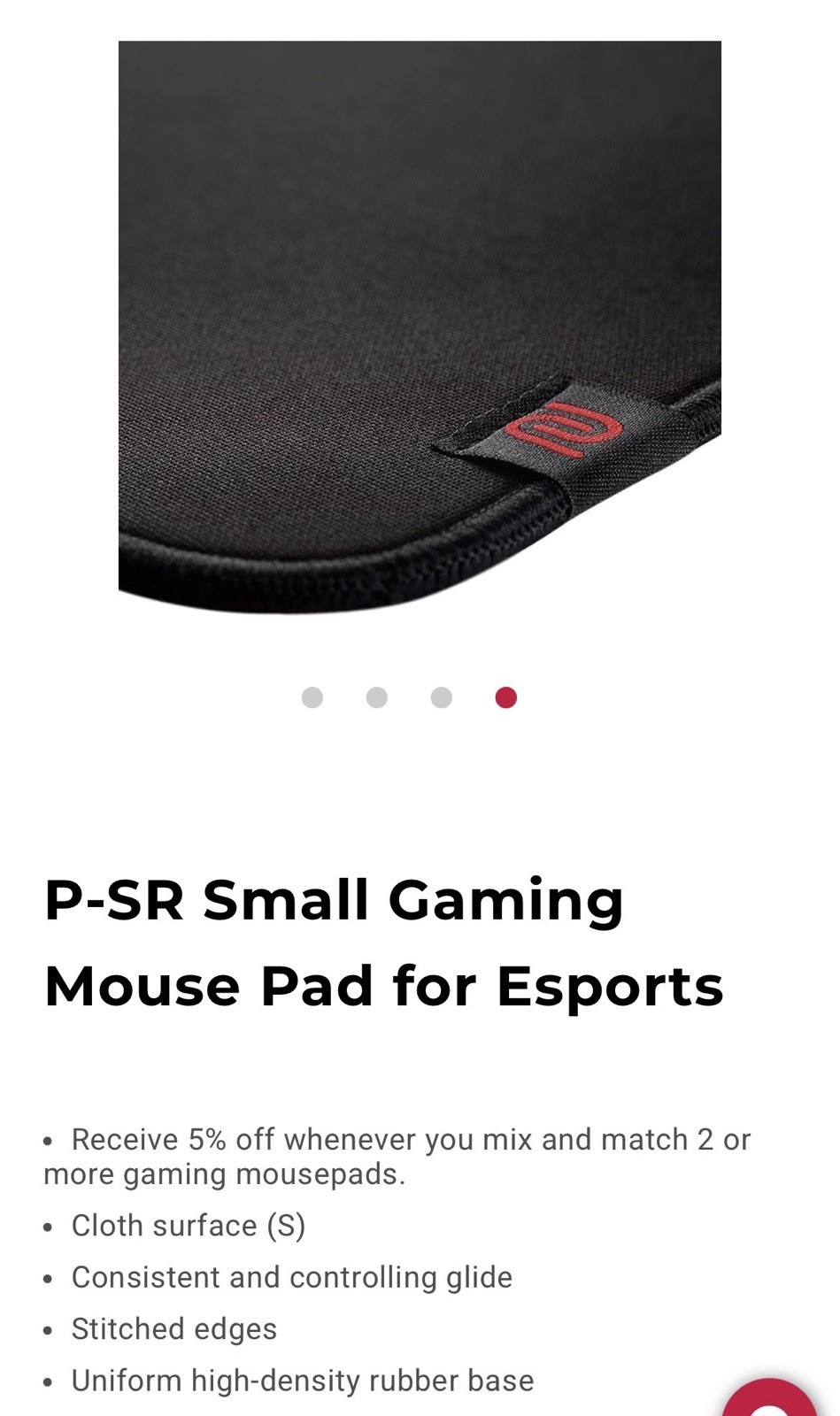 BenQ Zowie P-SR Small Gaming Mouse Pad for Esports 13.5"x 12" Open box