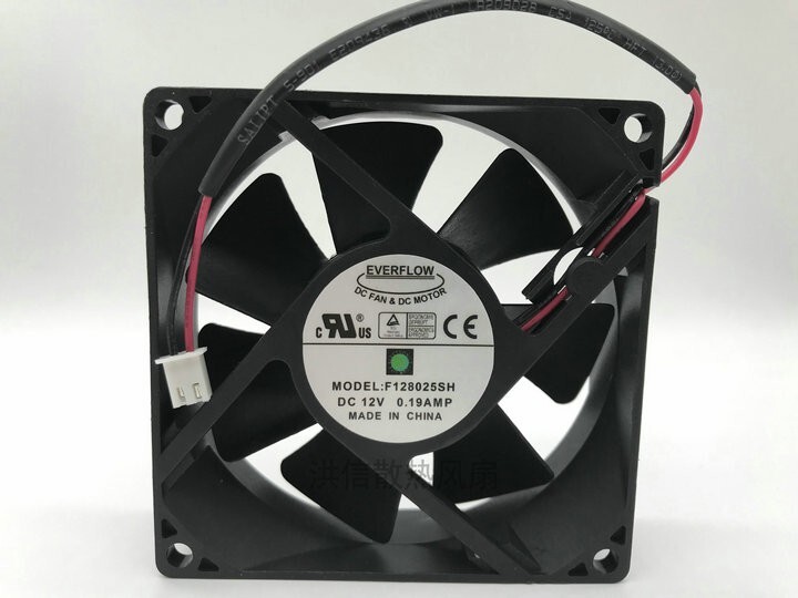 1PCS  EVERFLOW F128025SH 8025 12V 0.19A 80*80*25MM 80mm cooling fan 2pin