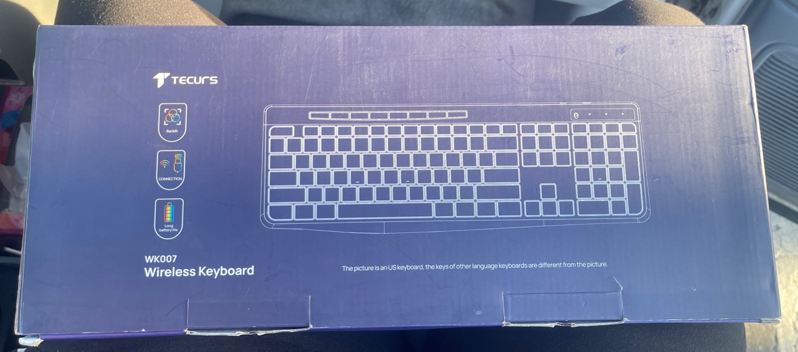 TECURS WK007 Wireless Keyboard Full Size Rechargeable Black
