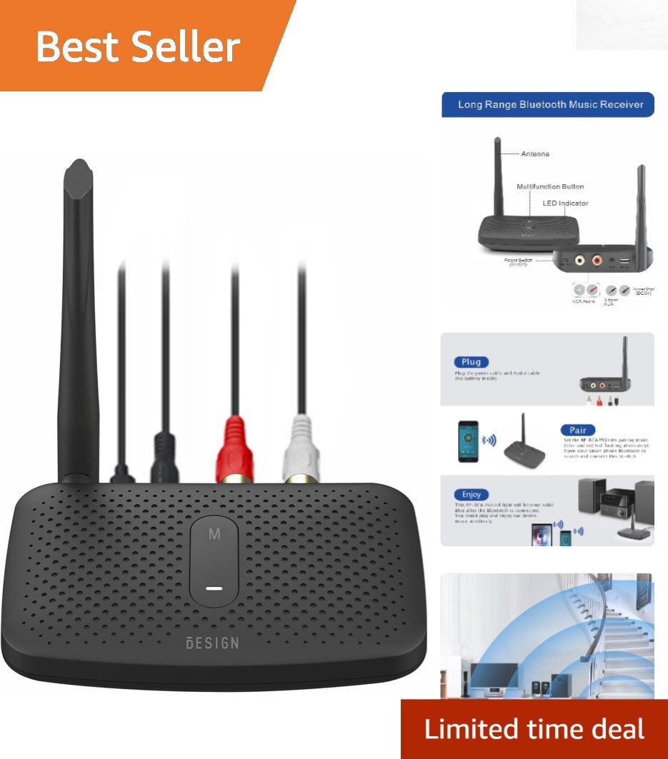 BE-RCA Pro Bluetooth 5.0 Adapter - Long Range Wireless Audio Streaming Solution