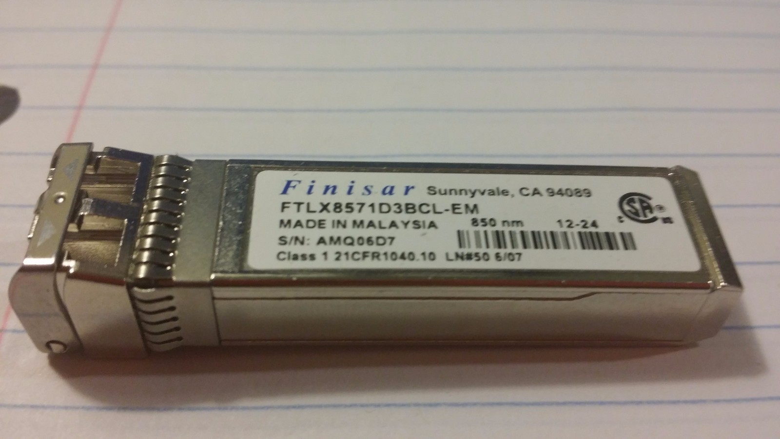 Finisar FTLX8571D3BCL-EM 10GE 10Gb/s  Multimode SFP+ optic Transceiver  30 WRTY