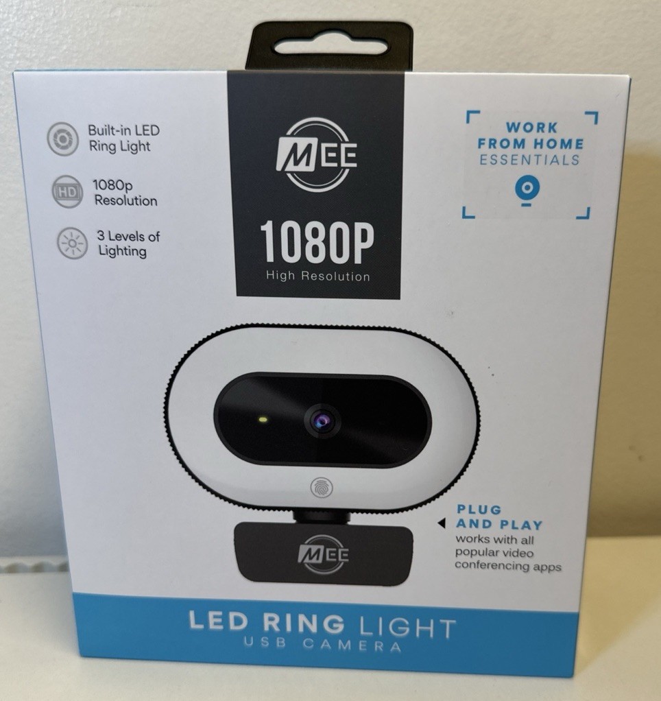 MEE 1080p Live Webcam with LED Ring Light and Audio (Model #CAM-CL8A) - New