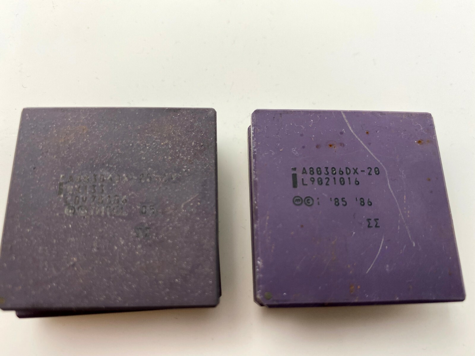 Intel A80386DX-20 and 25Mhz IV SX217 Double Sigma Pair