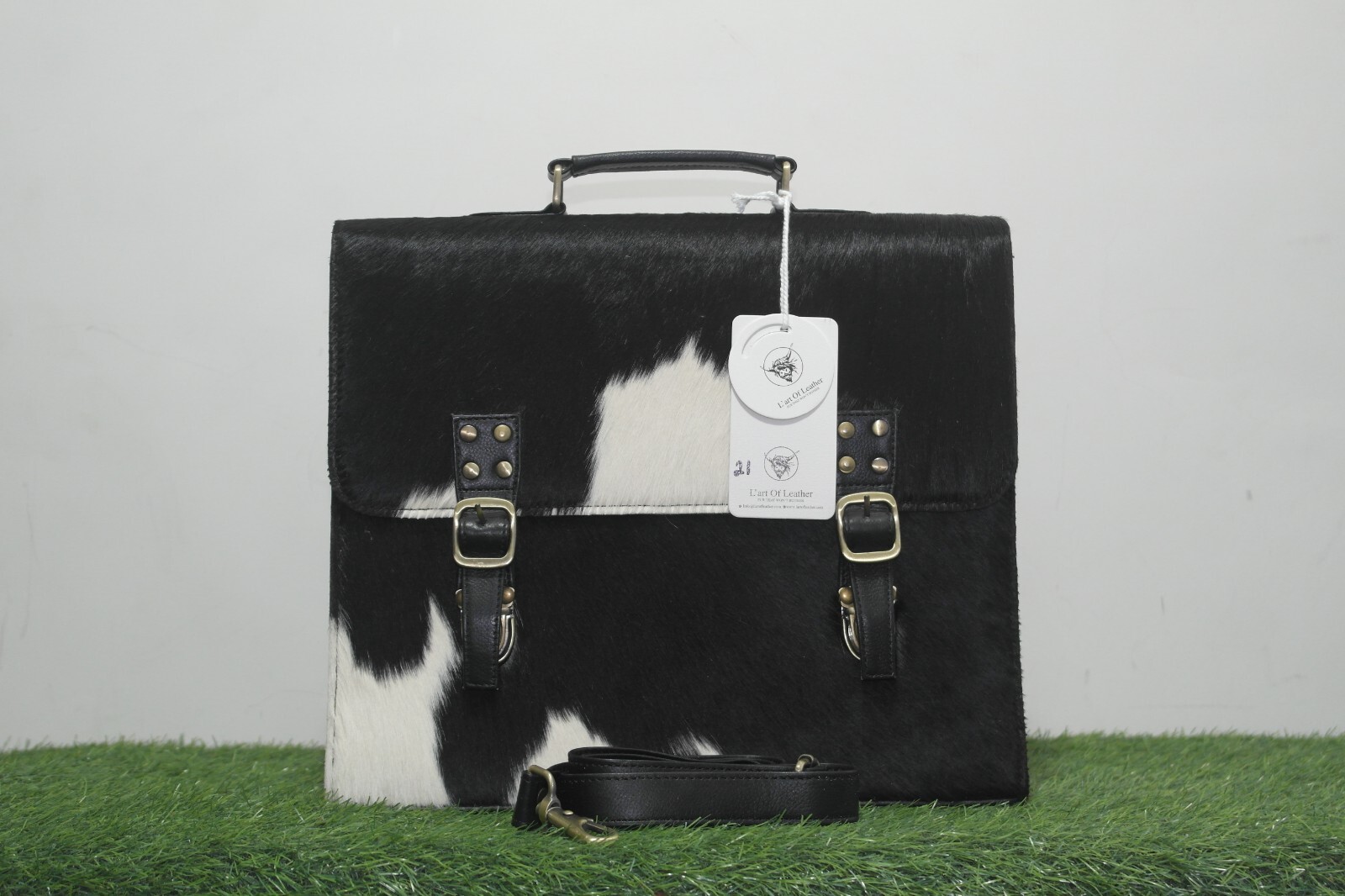 Luxurious Cowhide Hair on Hide Laptop Bag - Statement Piece for Work or Travel