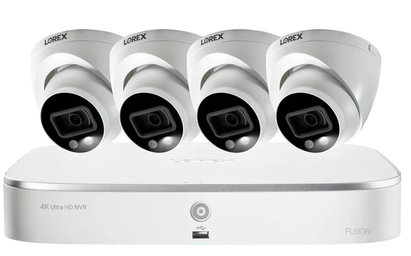 New Lorex 4K Ultra HD 8-Channel NVR w 4 Smart Deterrence IP Audio Dome Cameras