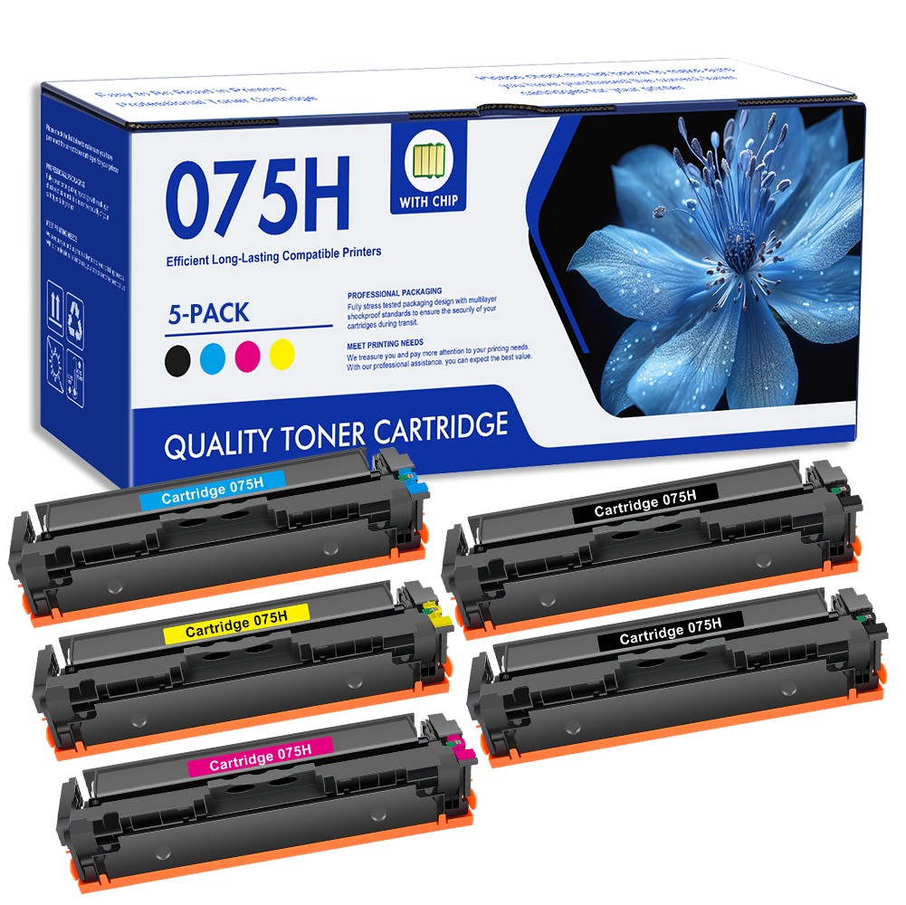 5 Pack 075H Toner Cartridge for Canon 075 H Color ImageCLASS LBP647Cdw MF662Cdw