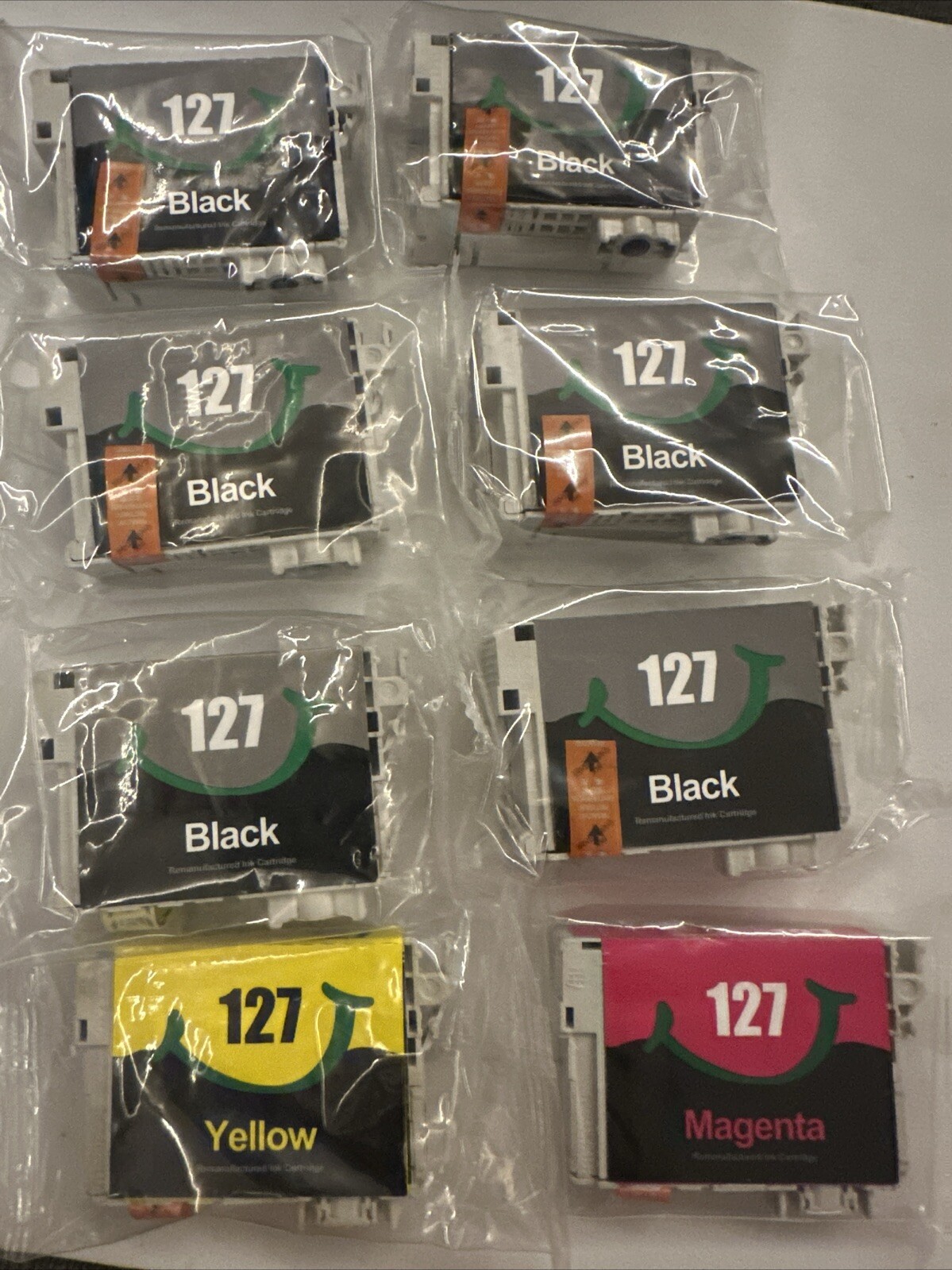 Lot 6 Blk + 2 For Epson 127 Series Ink for use Workforce WF-3520 WF-3530 WF3540