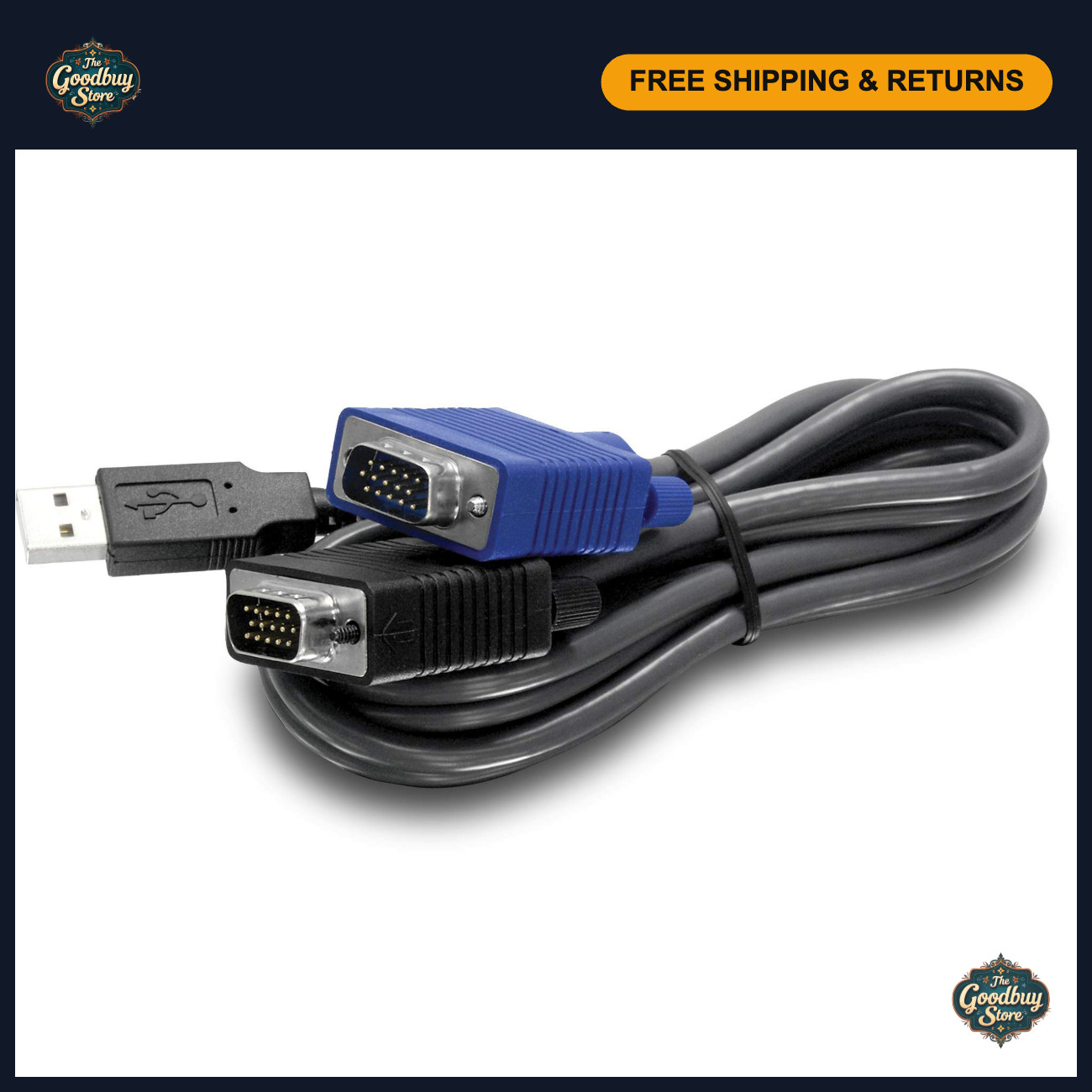 2-in-1 USB VGA KVM Cable Switch, Dual Computer Control, Easy Setup, High-Perform