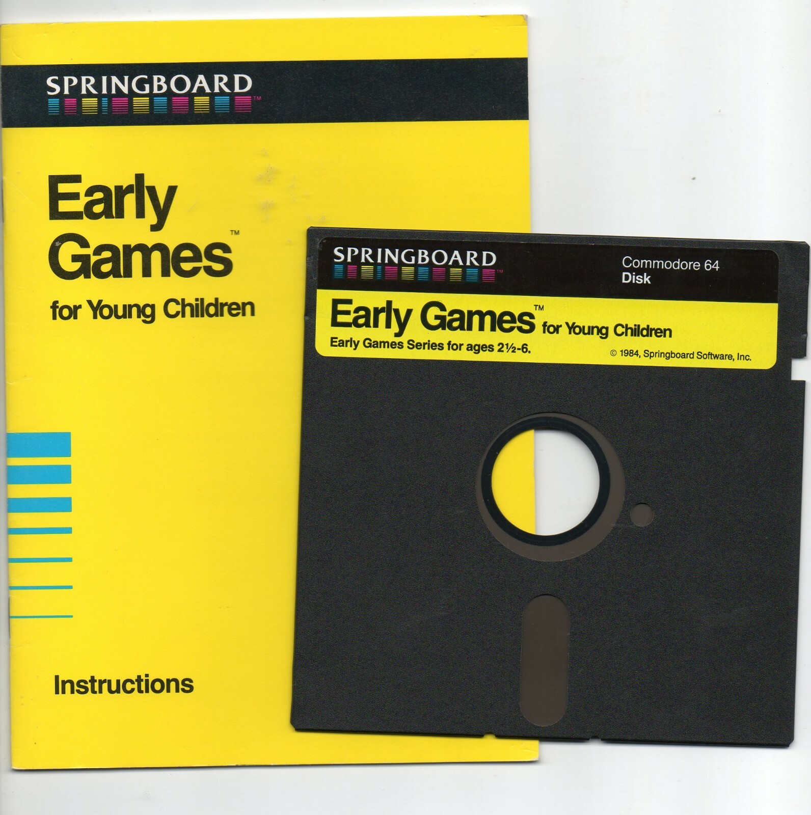EARLY GAMES COMMODORE 64 5 1/4 DISK COMPLETE BOX MANUAL SPRINGBOARD SOFTWARE