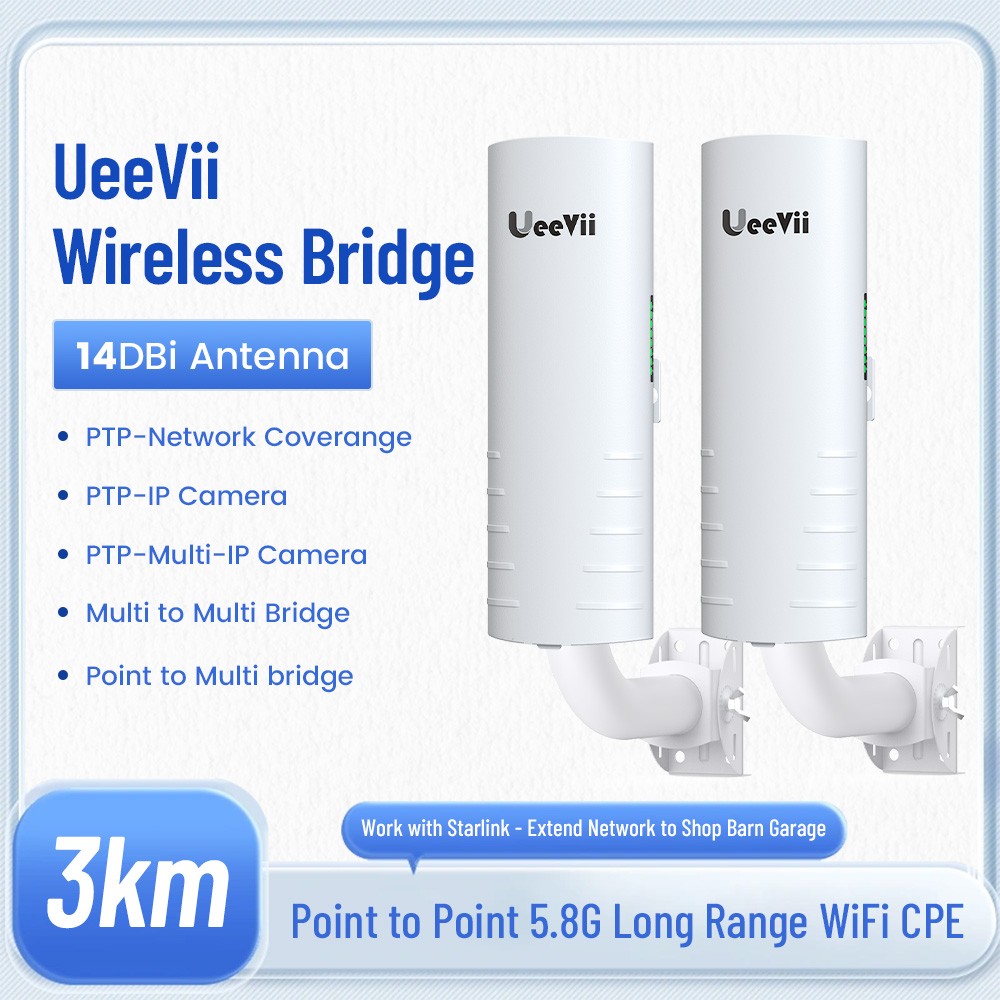 2-Pack Wireless Bridge UeeVii Point to Point Outdoor CPE452 High-Gain Antenna
