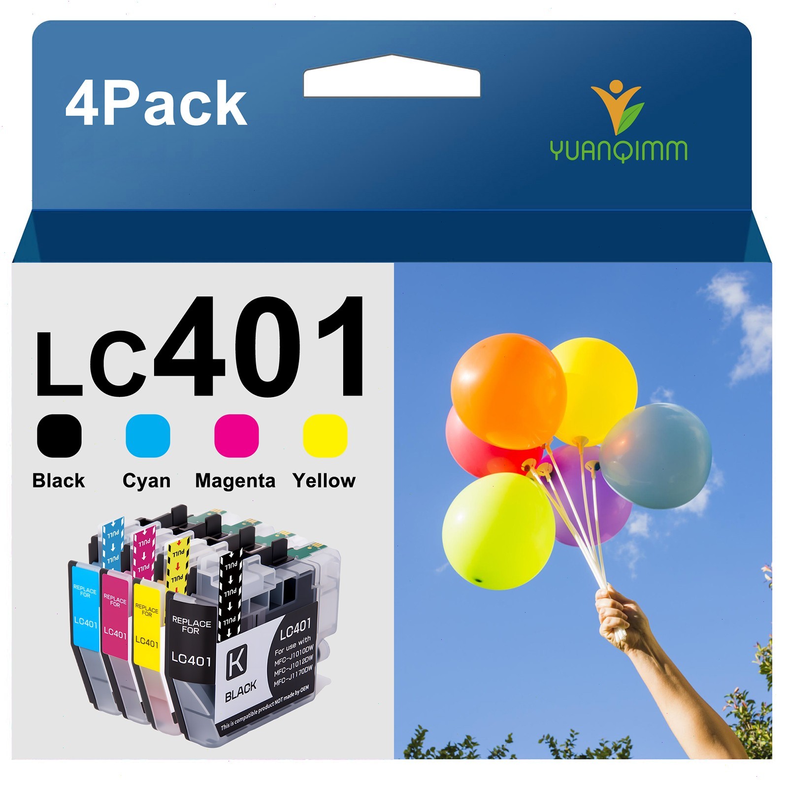 4PK LC401 LC-401 Ink Cartridges For Brother MFC-J1010DW MFC-J1012DW MFC-J1170DW