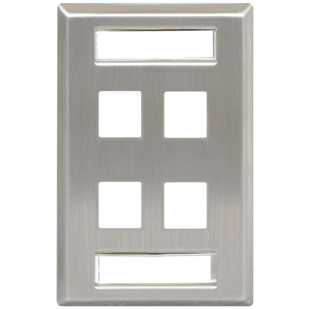 ICC FACEPLATE ID STAINLESS 1-GANG 4-PORT IC107S04SS UPC 633758037433