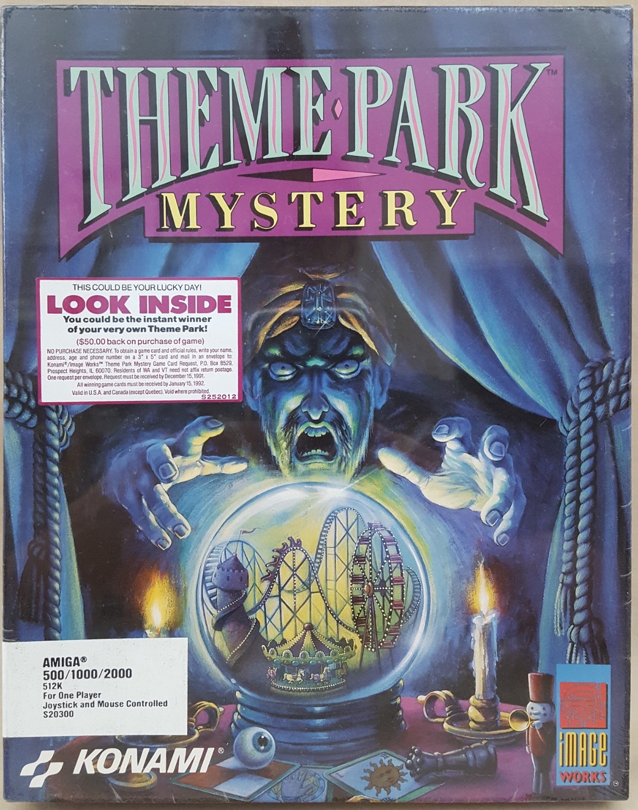 THEME PARK MYSTERY ©1990 Konami Mirrorsoft Game for Commodore Amiga NEW SEALED