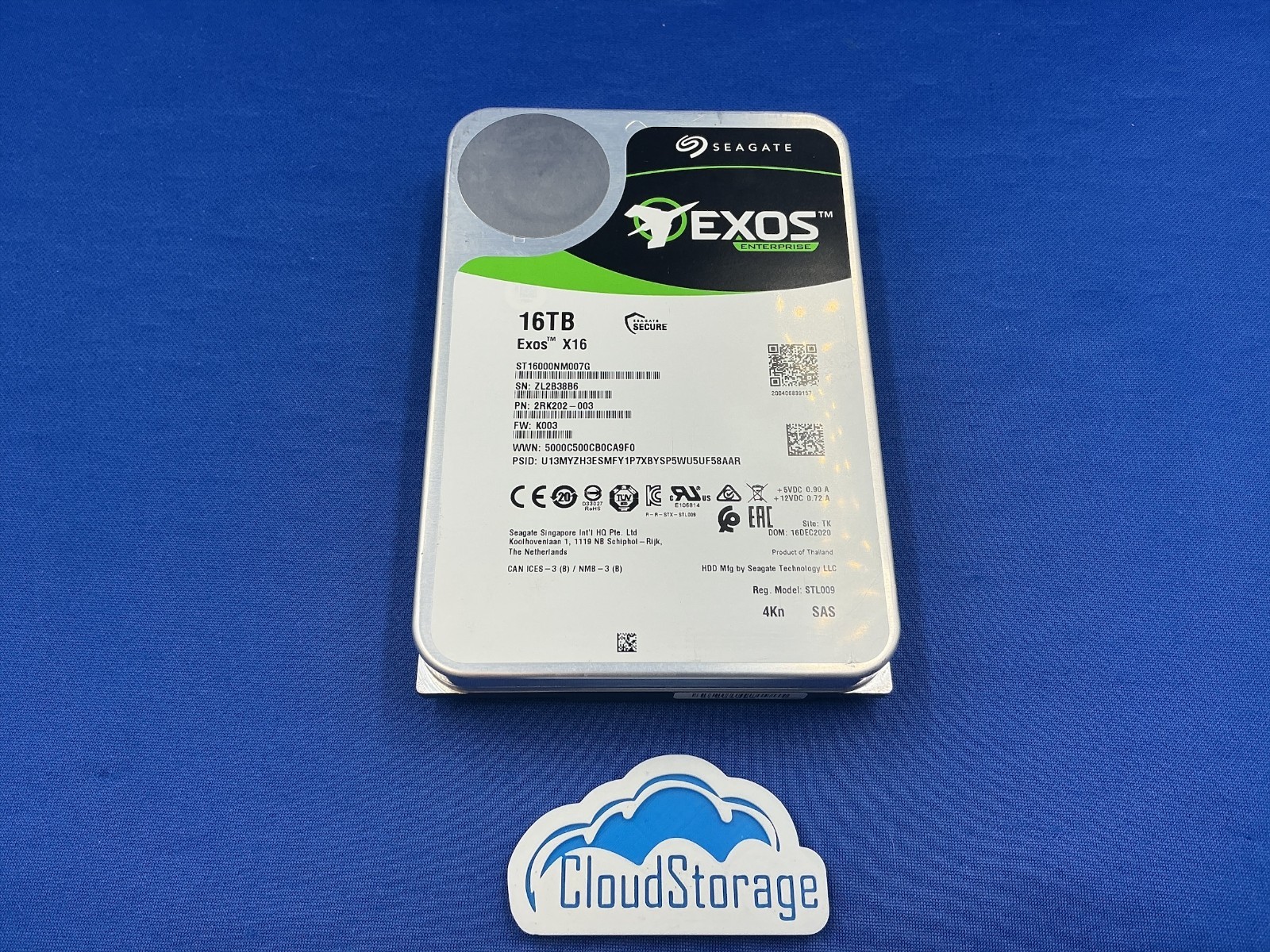 ST16000NM007G Seagate Exos X16 16TB 3.5 7.2K RPM SAS 12Gb/s 256MB HDD new pull