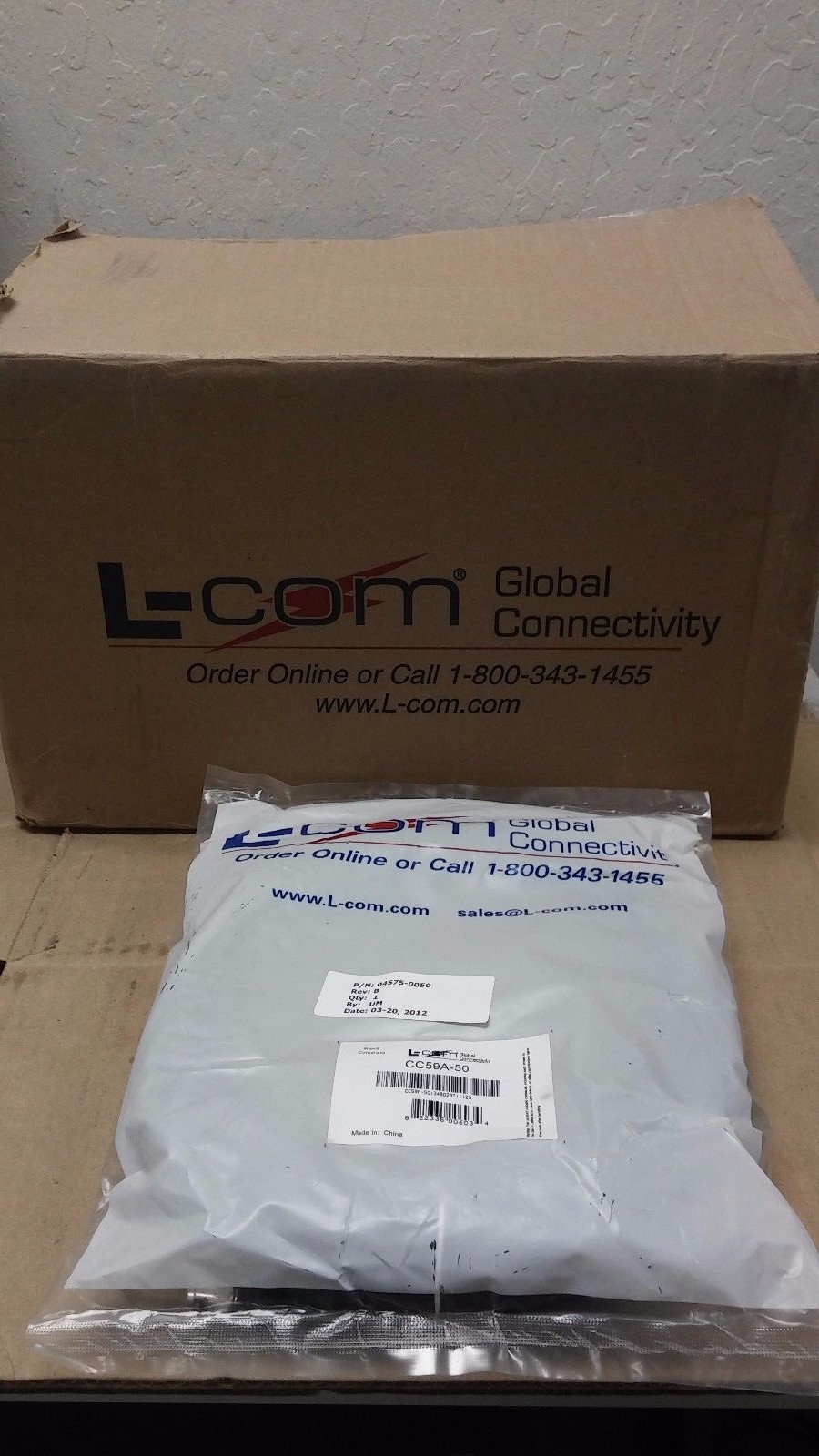 L-COM CC59A-50 BNC Male Male 50 ft RG59A Coaxial Cable