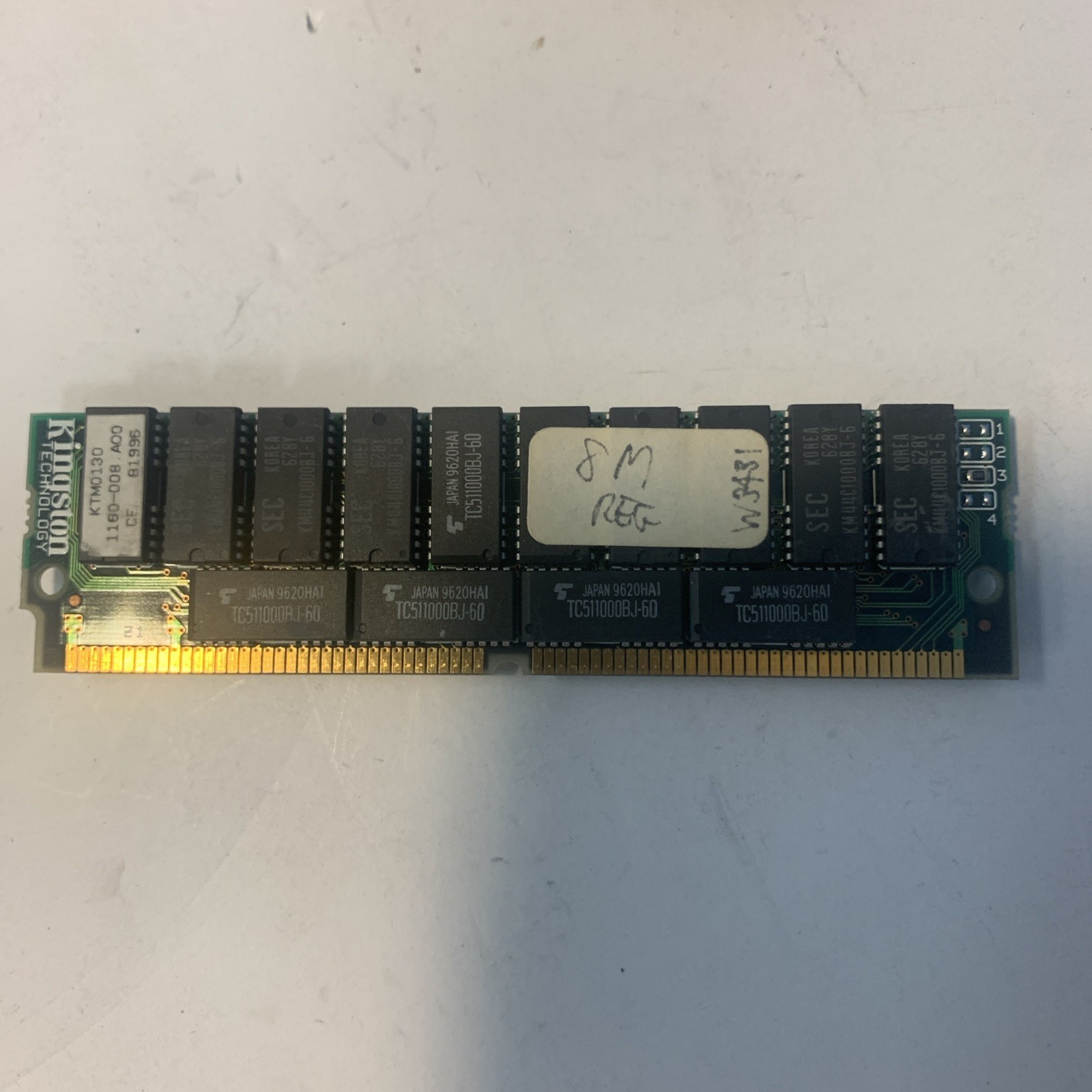 Vintage Kingston KTM 8000/M70 KTM-0130 KTM0130 8Meg 70ns 72-Pin SIMM 8MB Memory
