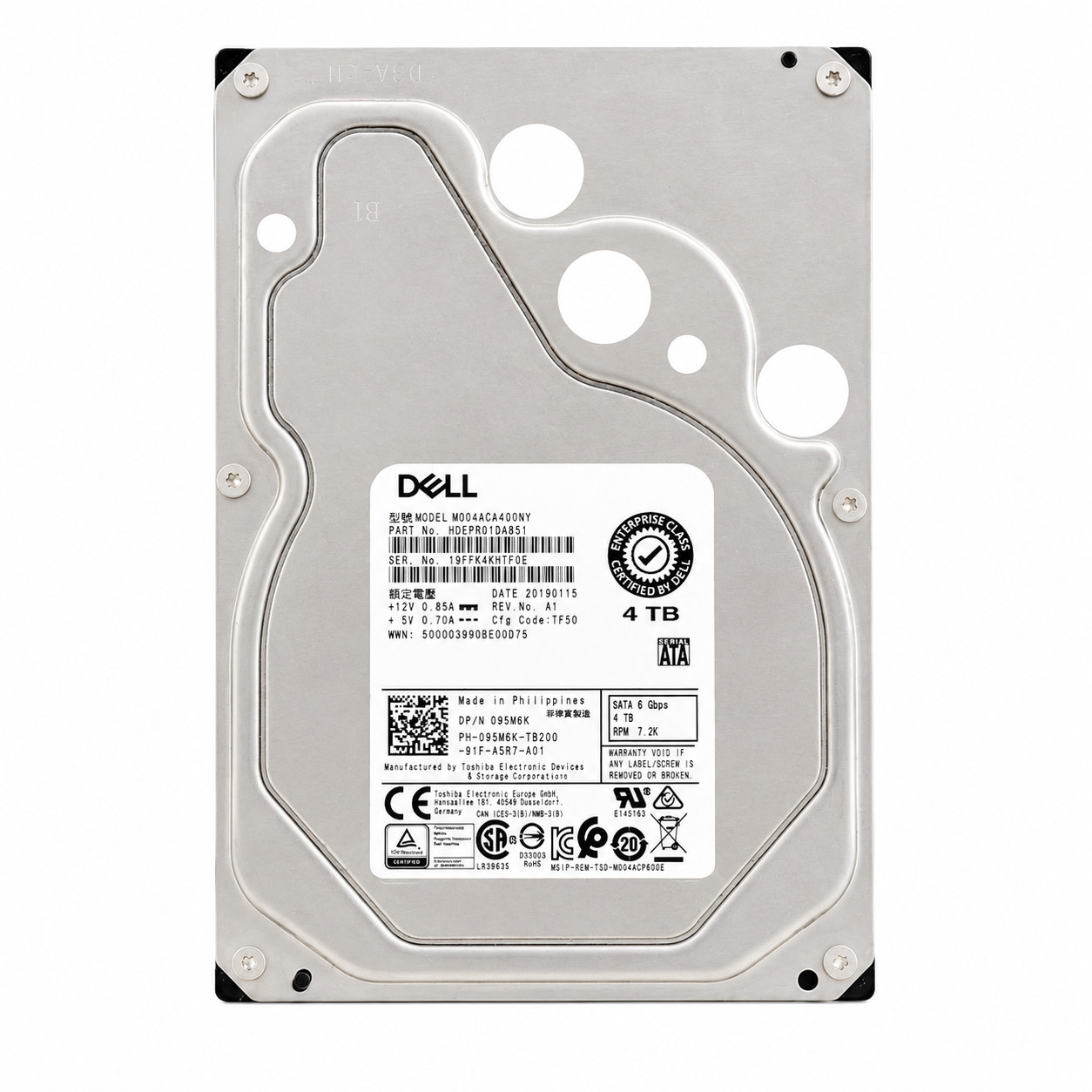 095M6K Dell 4TB 95M6K MG04ACA400NY HDD SATA 6Gb/s 128M 3.5" 7200RPM Hard Drive
