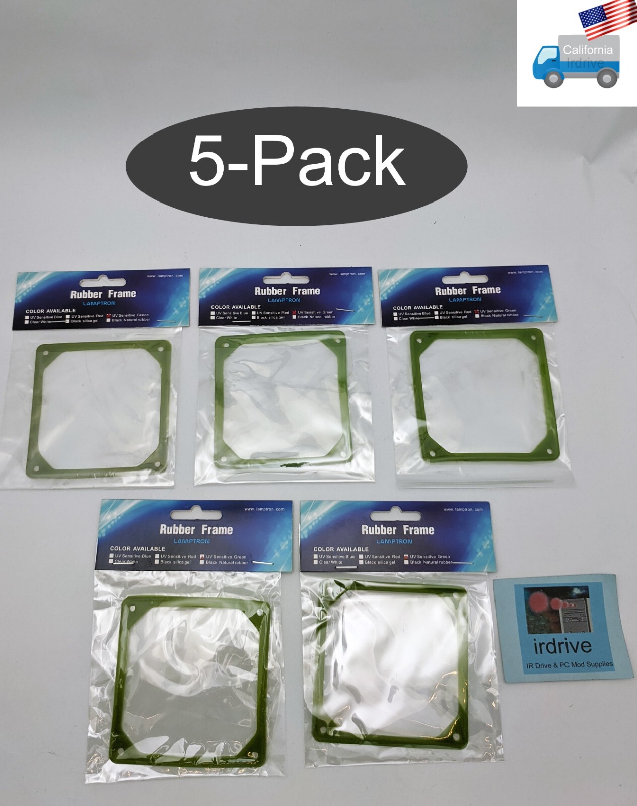 5-Pack: NEW Lamptron UV Sensitive Green Noise & Anti-Vibration Pad for 80mm Fan