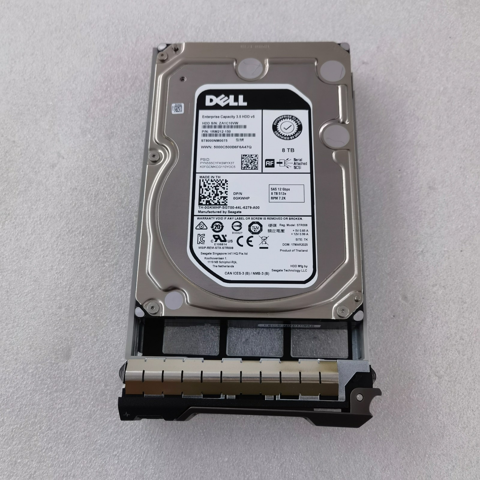 ForDELL GKWHP 0GKWHP ST8000NM0075 8TB 7200RPM 256MB SAS 12Gb/s 3.5" Hard Drive A