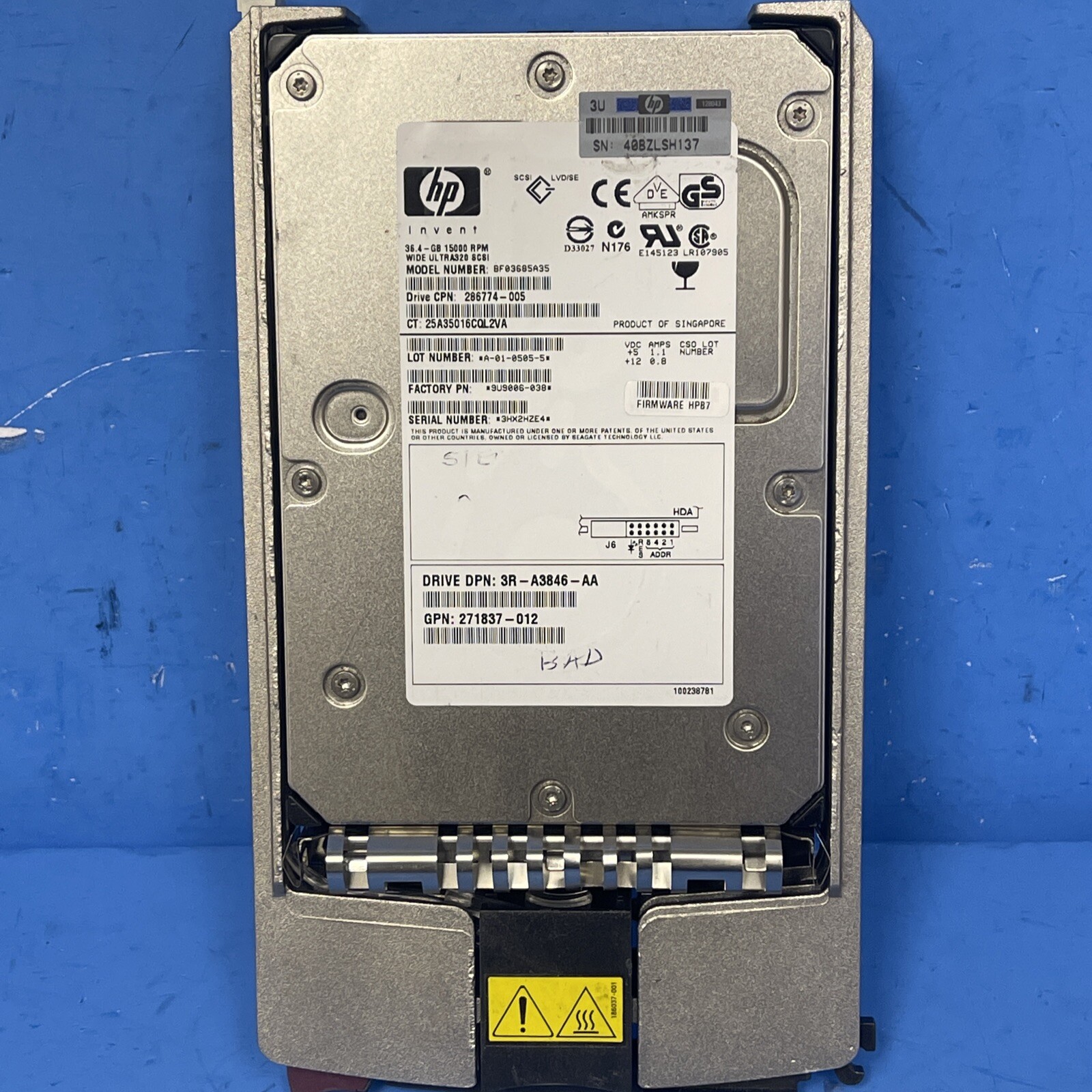 "LOT OF 2"  HP BF03685A35 36.4GB Internal 15000RPM 3.5" (286774-005) HDD