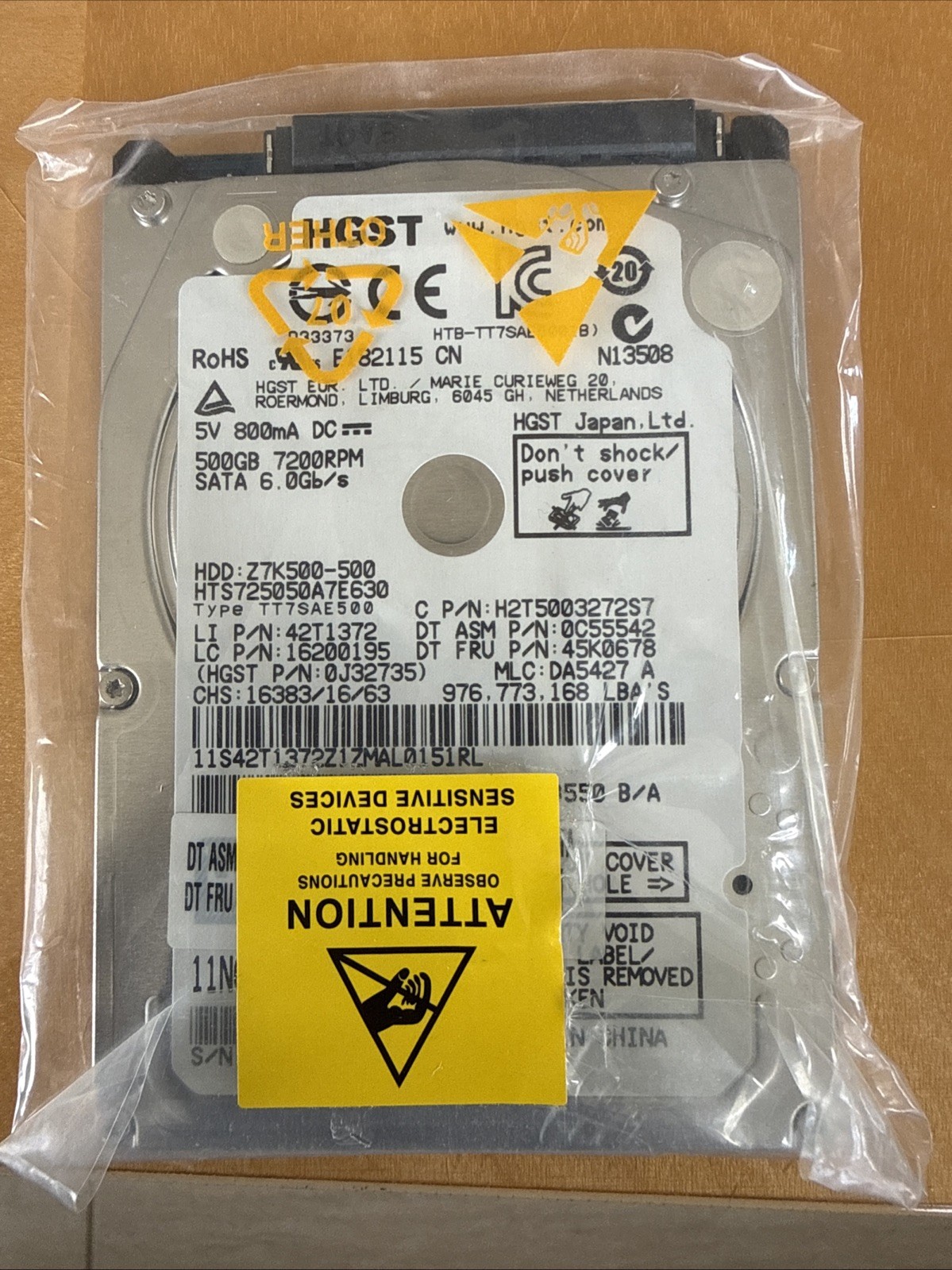 Sata Hard Drive hgst 500gb 2.5