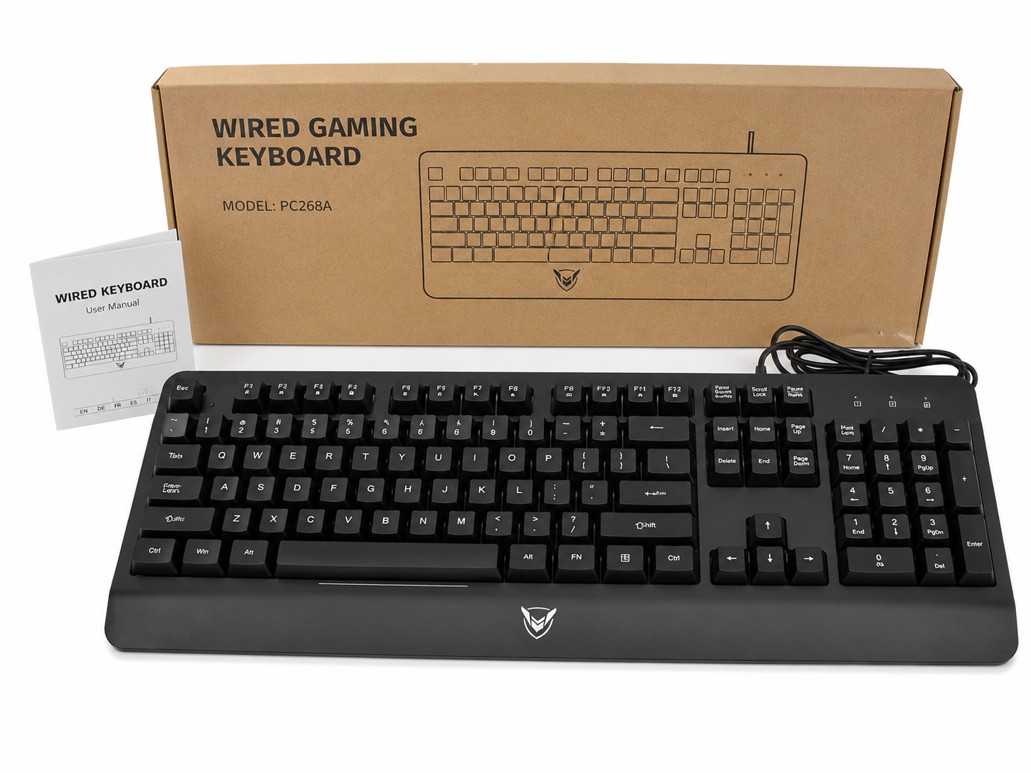 Wired Gaming Keyboard PC268A Full Size RGB LED USB Metal Panel New Open Box