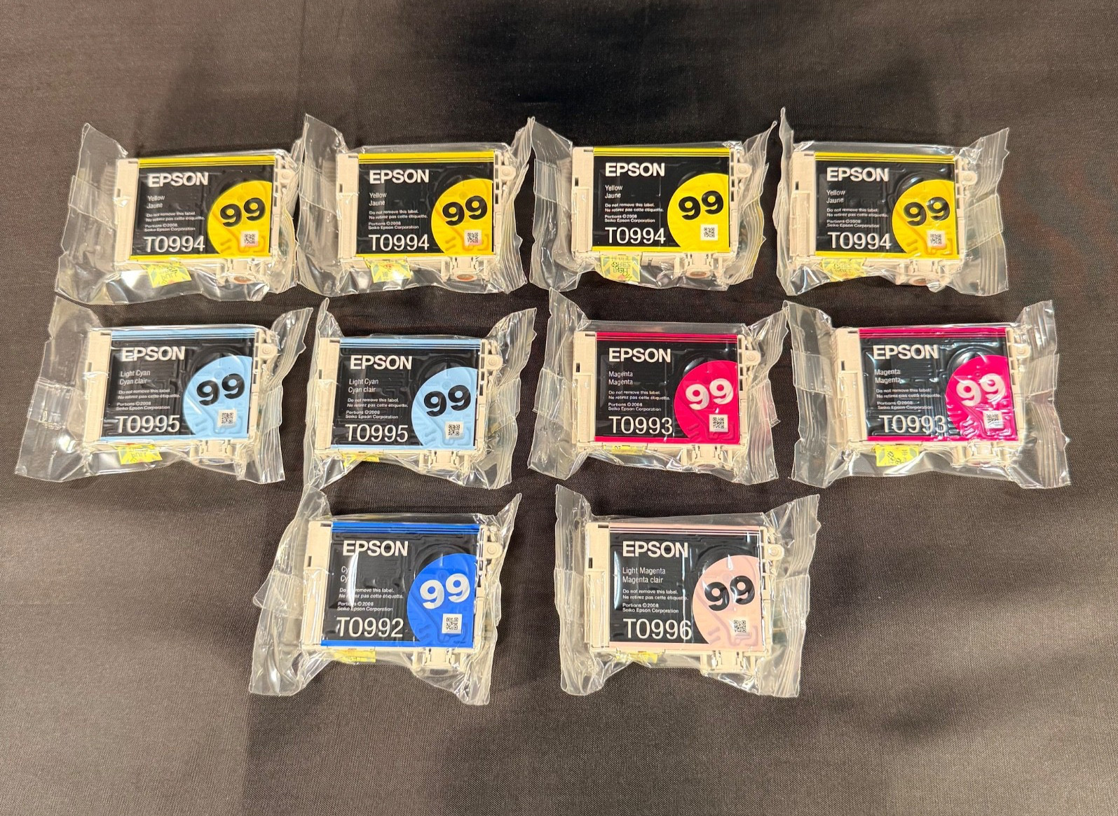 Epson 99 Ink Cartridges Lot of 10 T0992, T0993, T0994, T0995 & T0996 OEM Sealed