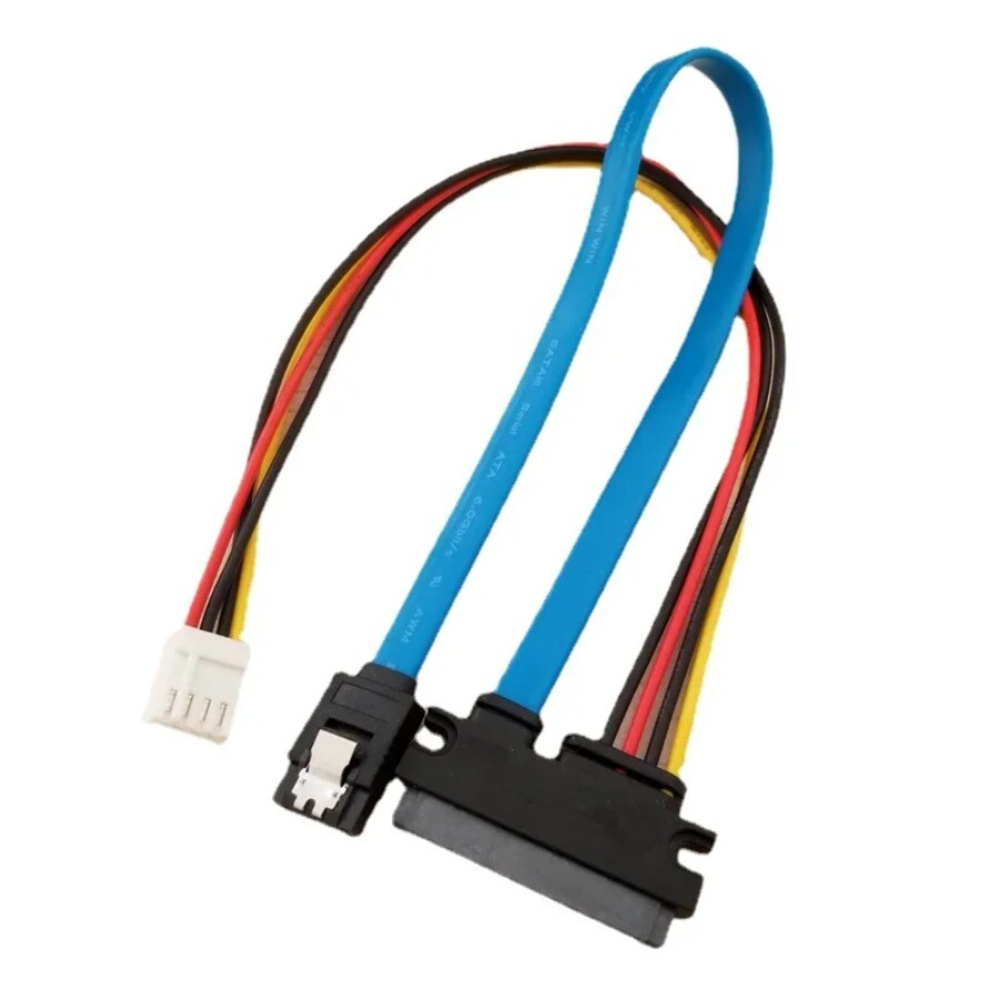 ITX HDD 4Pin Female & SATA 3.0 Male to SATA 22Pin(7+15Pin) Data Power Cable 
