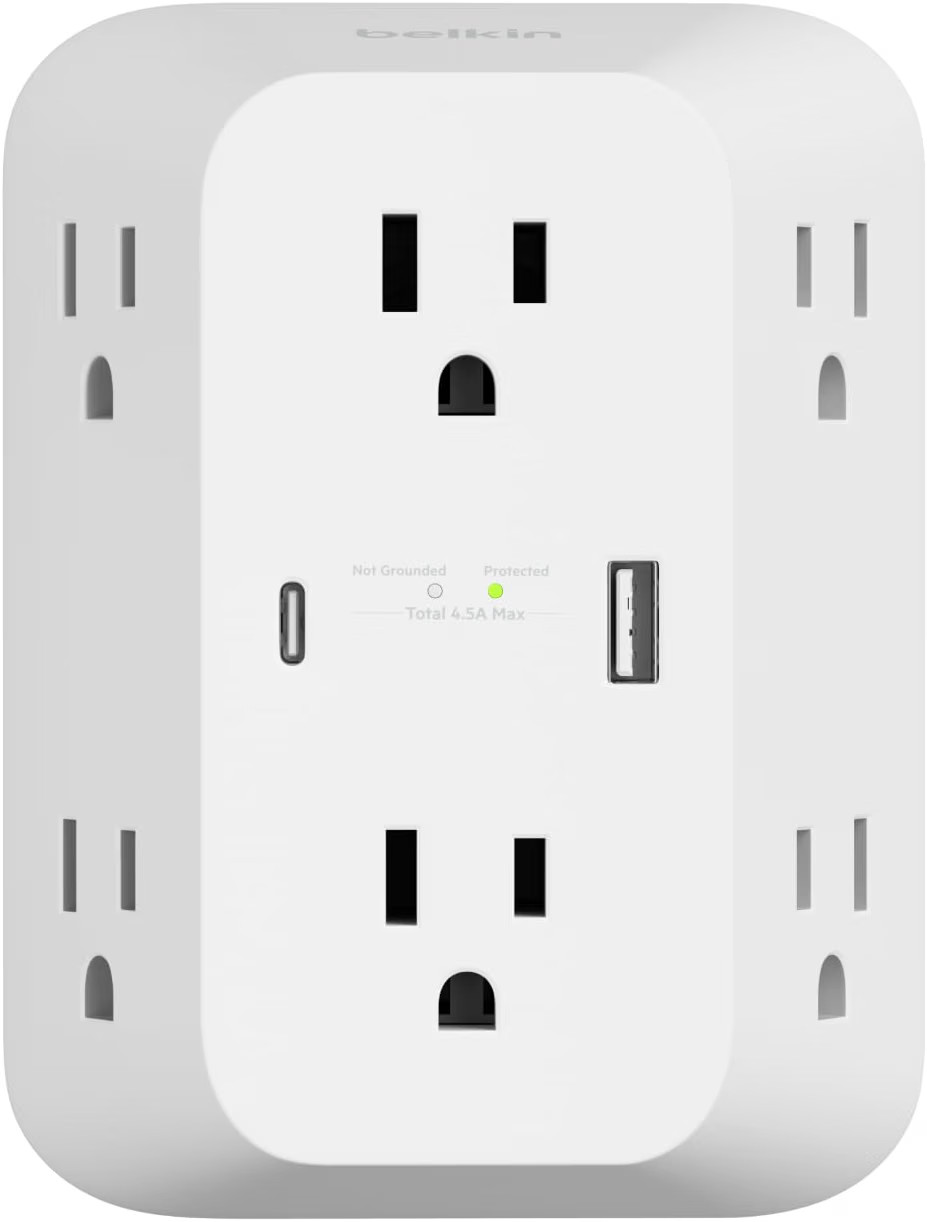 Belkin 6-Outlet Surge Protector, 1680J w/ USB A & USB C Ports USB-C PD - NEW