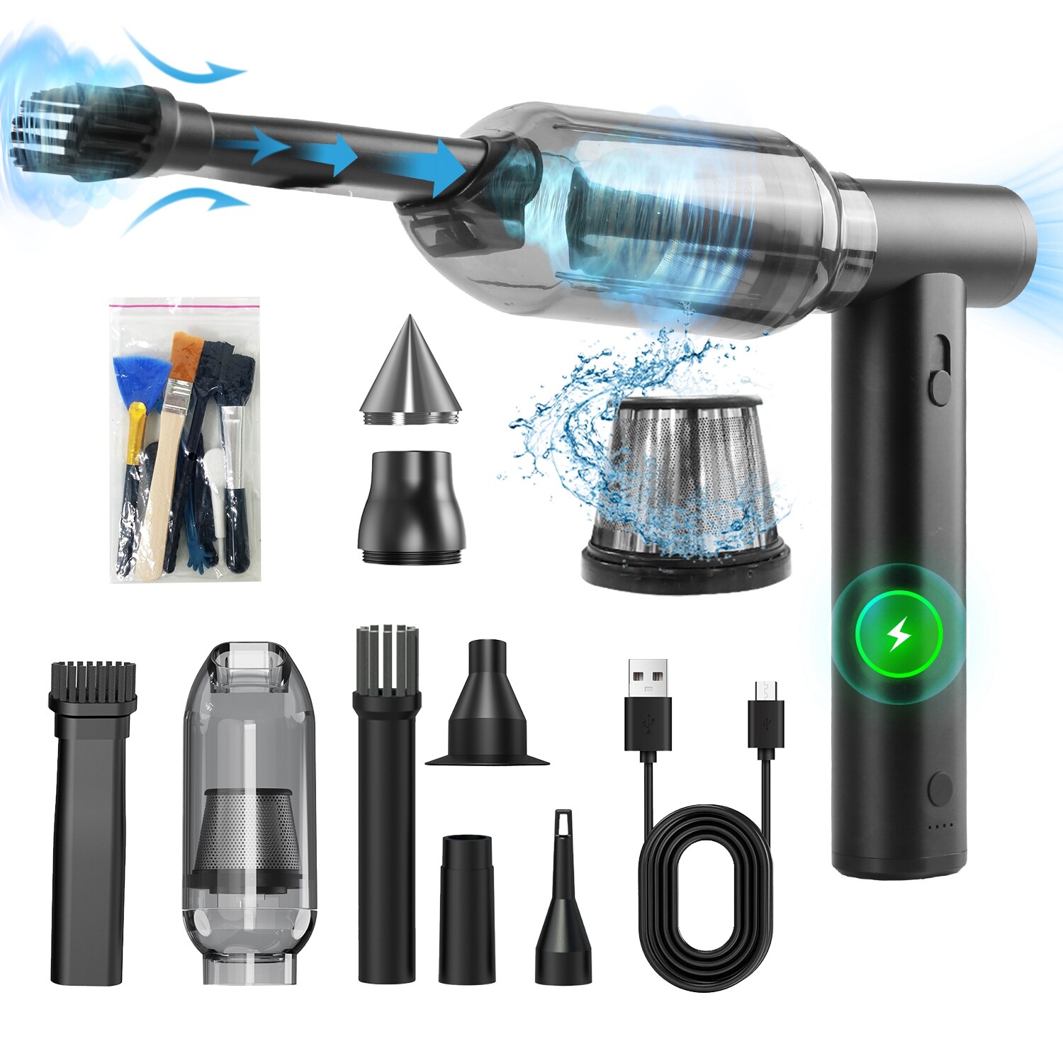 Compressed Air Duster 250000RPM Cordless Dust Blower Keyboard Vacuum Cleaner