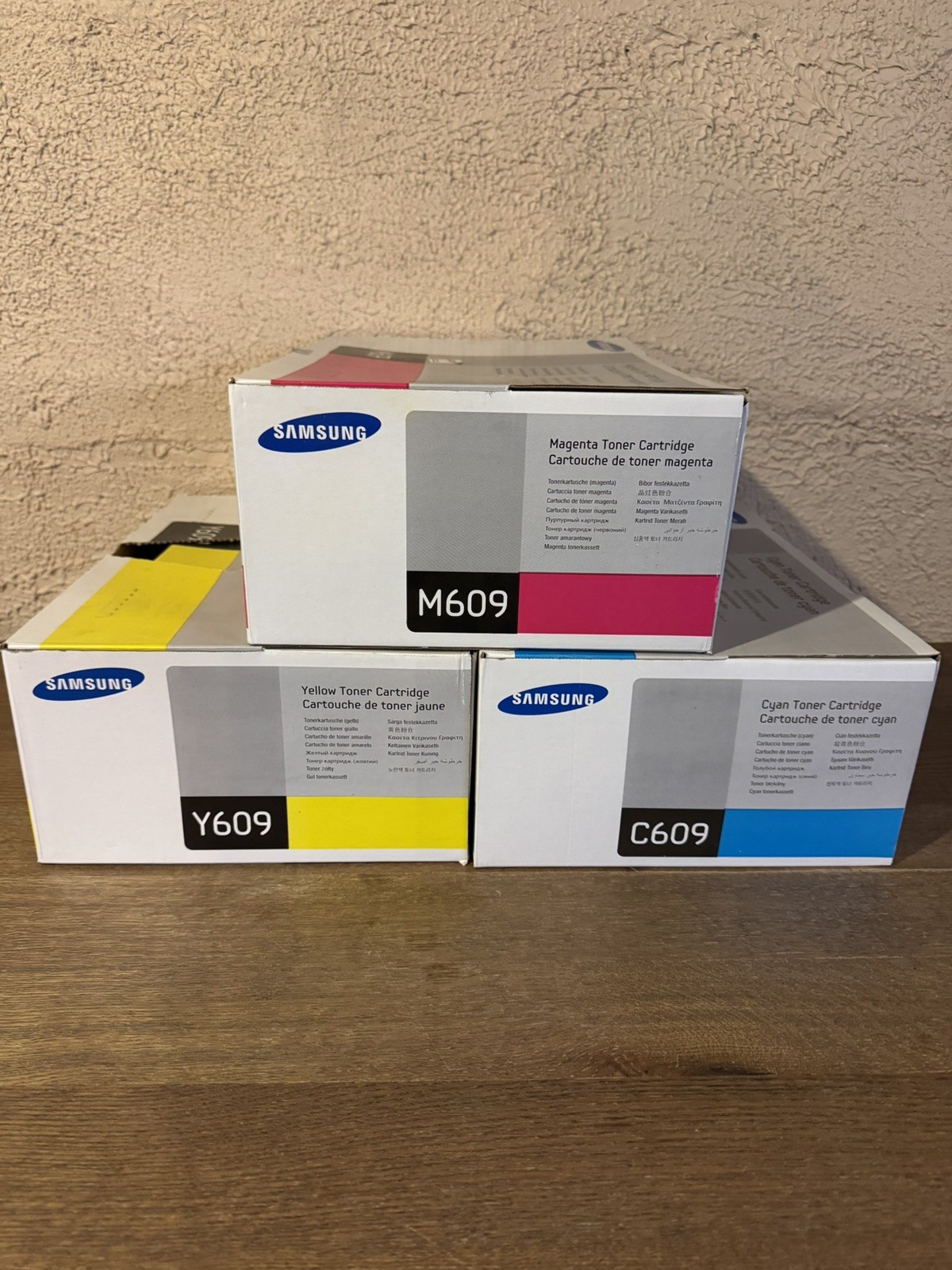 Set of (3) Sealed Genuine Samsung Y609 C609 M609 Toner Cartridge - One Open
