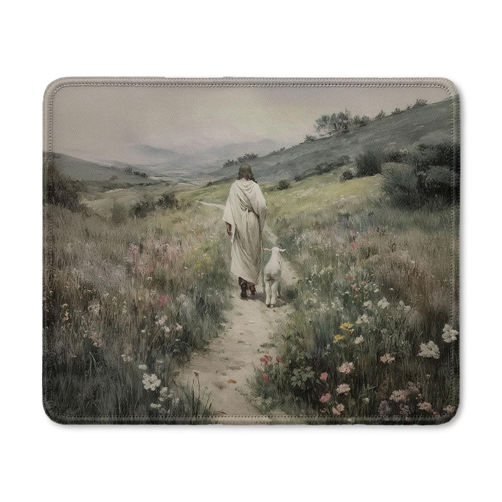 DEQSX Vintage Jesus and Lamb Christian Mouse Pad, Gifts for 14Child 
