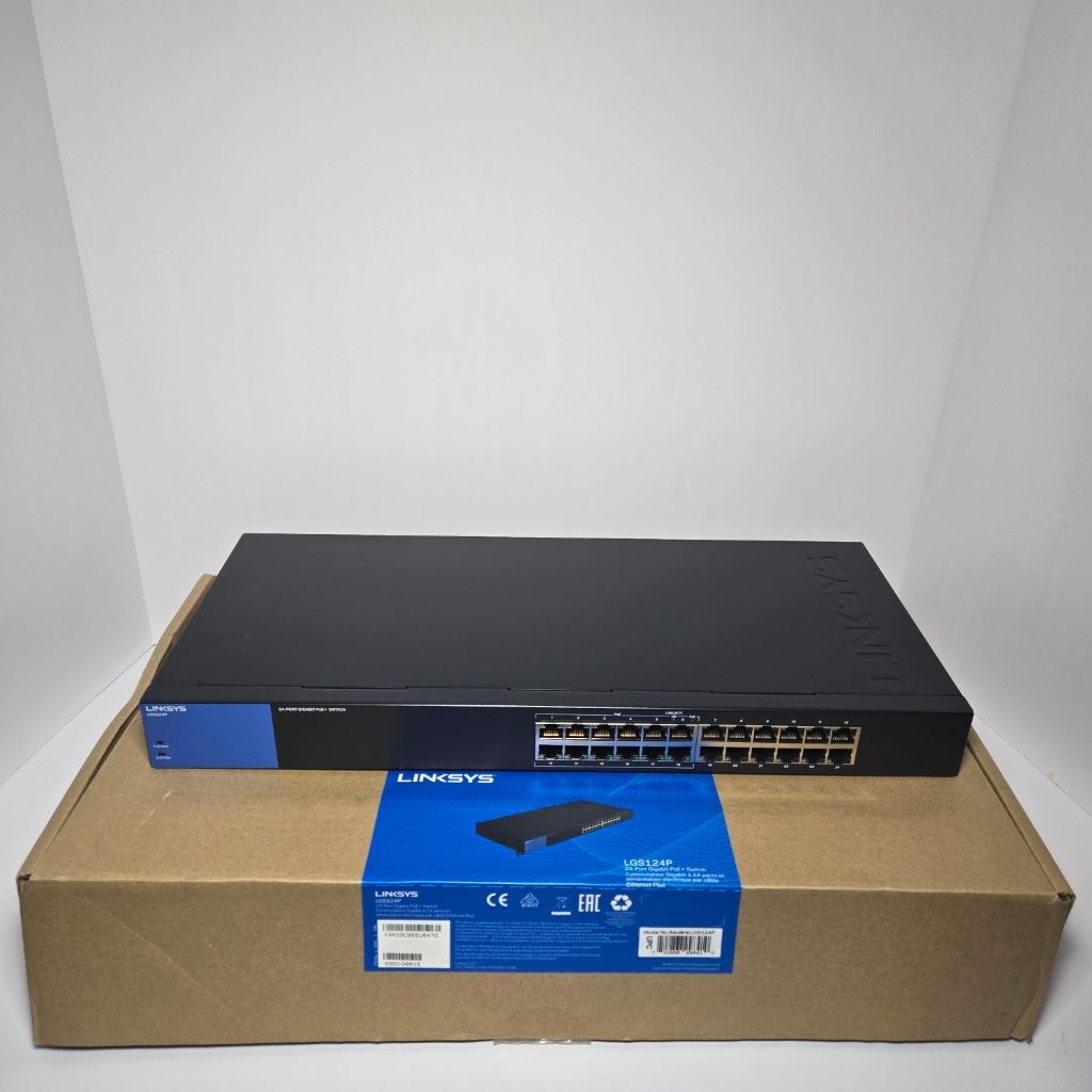 Linksys LGS124P 24-Port Gigabit PoE+ Switch Unmanaged Network Switch Black
