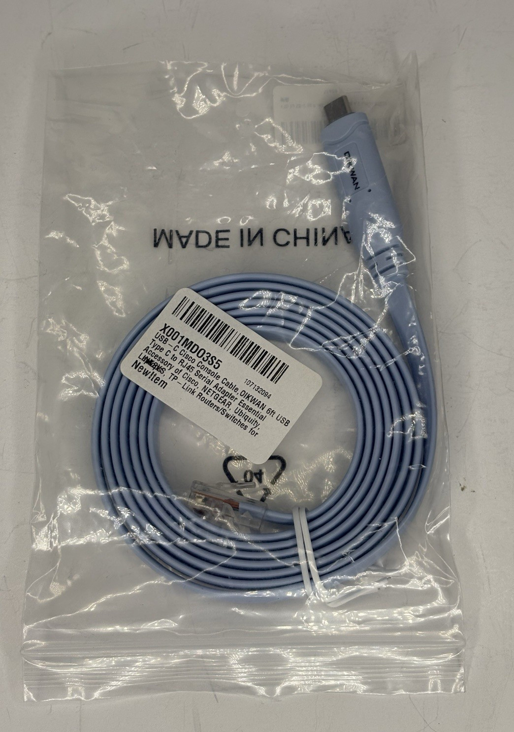 OIKWAN USB-C Cisco Console Cable, 6ft USB Type C to RJ45 Serial 6' 