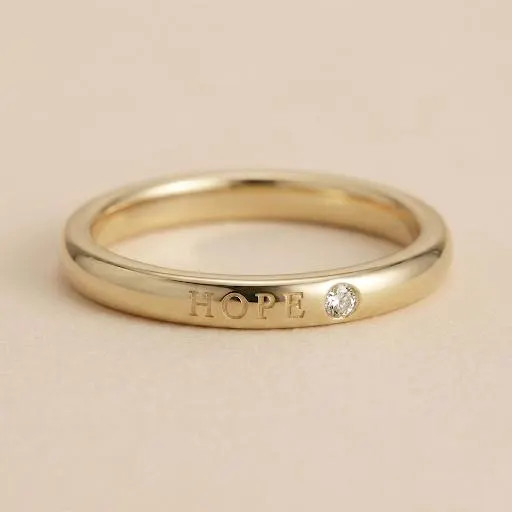 Diamond Engraved Name Ring, Custom Word Band, Personalized Mantra Jewelry Gift