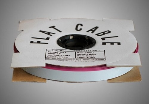 Flat Ribbon Cable 20 Wire 100 Ft Spool 2.54mm Pitch Copper Grey