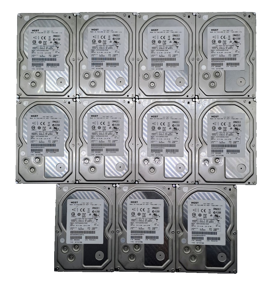 Lot of 11 HGST 4TB SAS HDD Hard Drive 3.5" HUS724040ALS640