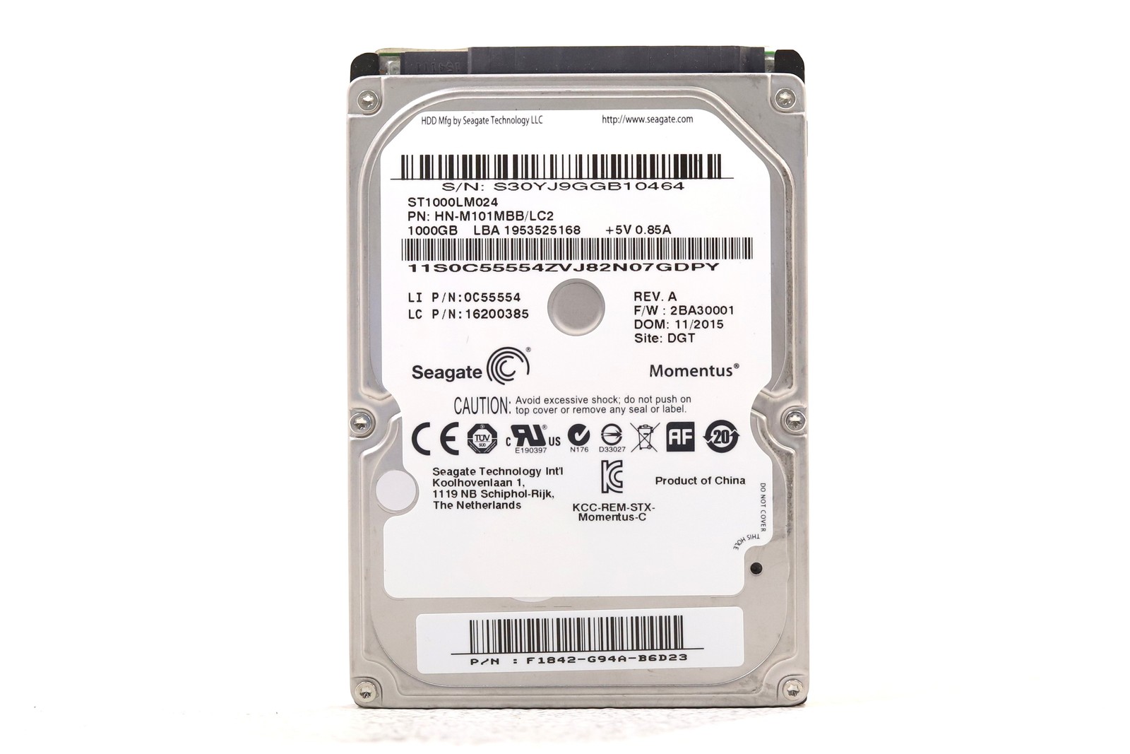Seagate ST1000LM024 1TB 2.5" 3Gb/s 8MB 5.4K RPM SATA HDD P/N: HN-M101MBB/LC2