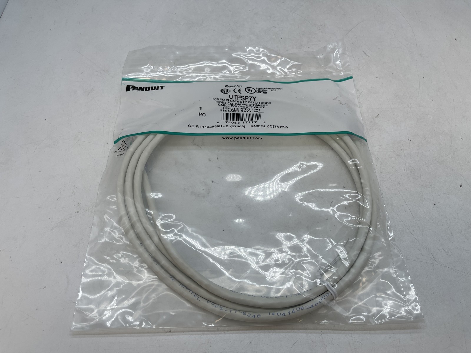 New - Panduit Cat.6 UTP Patch Cord UTPSP7Y 7 Feet (2.13 M) - 