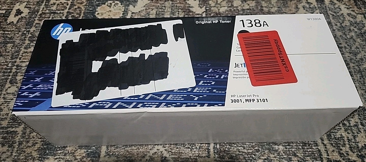 Genuine HP 138A Black LaserJet Ink Toner Cartridge - Original W1380A [SEALED] 