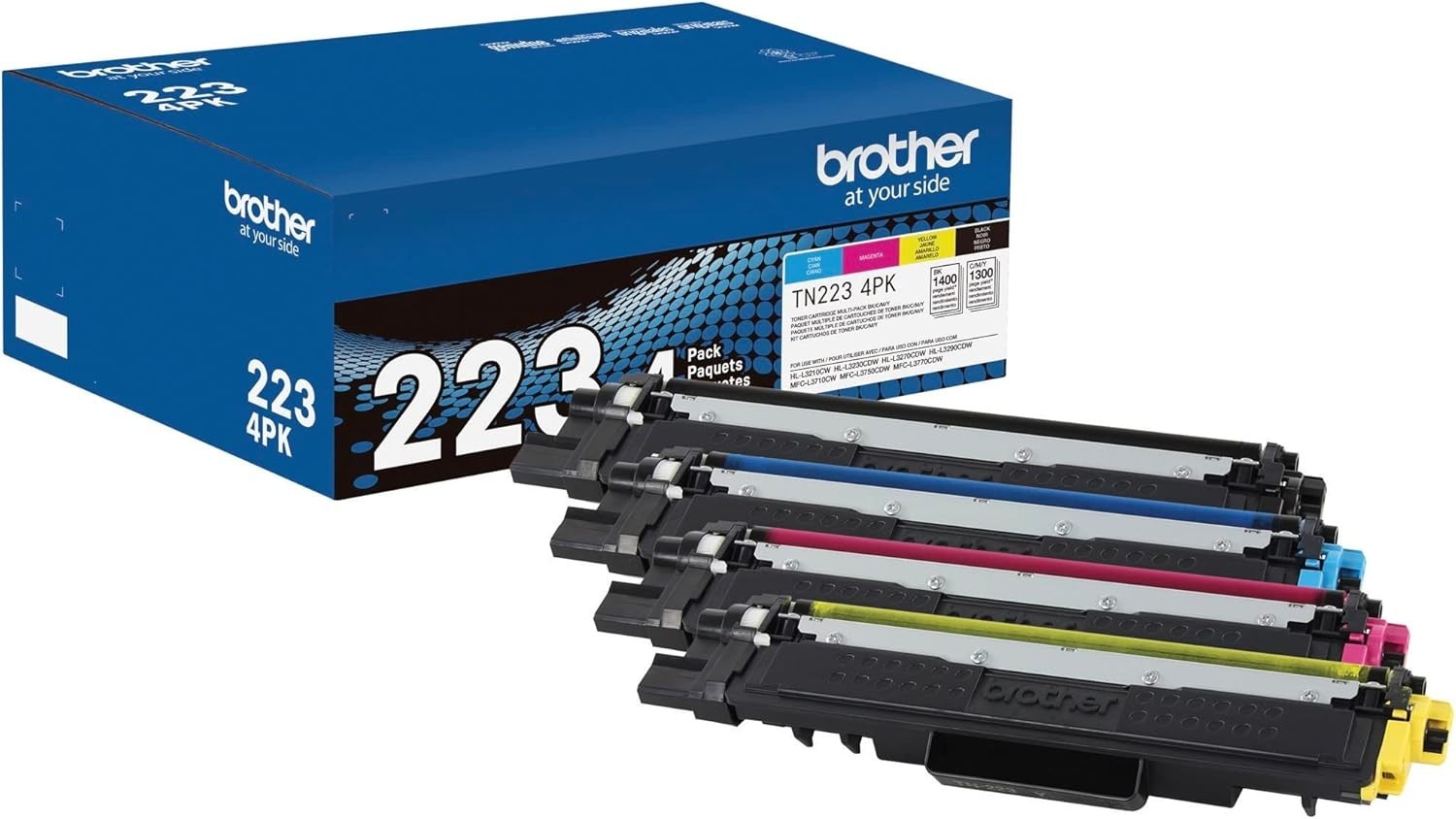 Brother Genuine TN223 4PK, Standard-Yield Toner Cartridge, Four Pack