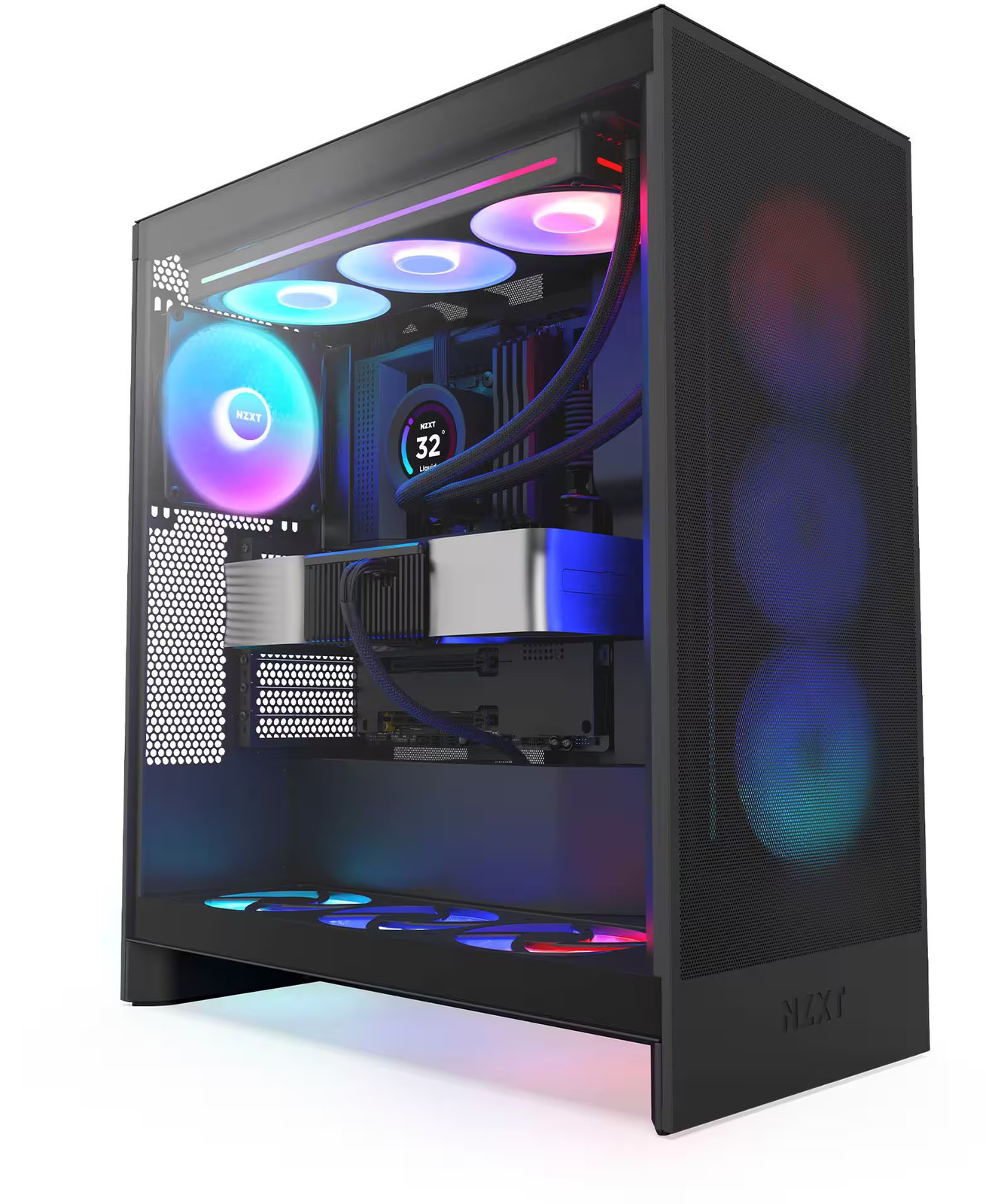 NZXT H7 Flow Tempered Glass ATX Mid Tower Computer Case FOR PARTS/ REPAIRS