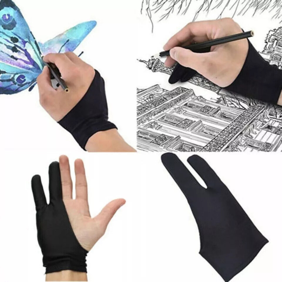 1pc Two Finger Anti-fouling Glove For Artist Drawing & Pen Graphic Tablet Pad-