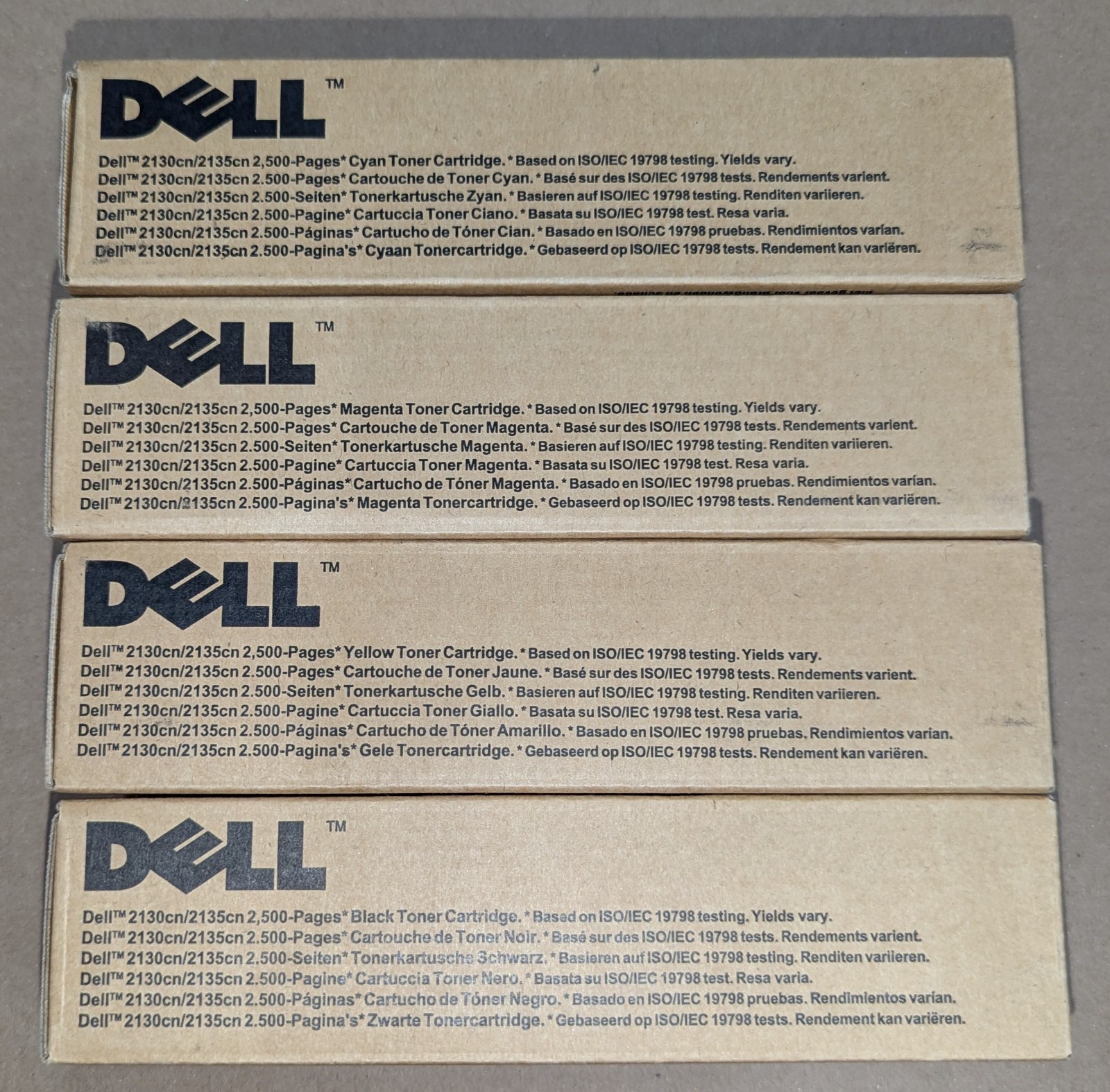 Genuine Set of 4 Dell FM064/65/66/67 CMYK Toner Cartridges Dell 2130cn/2135cn